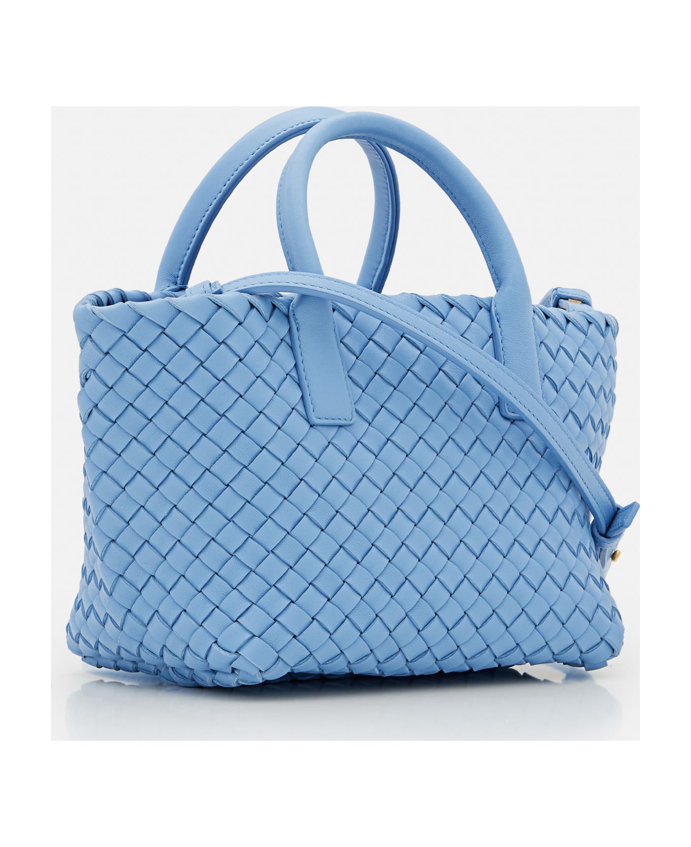 Bottega Veneta Cerulean Blue Leather Mini Cabat Handbag - Clear Blue