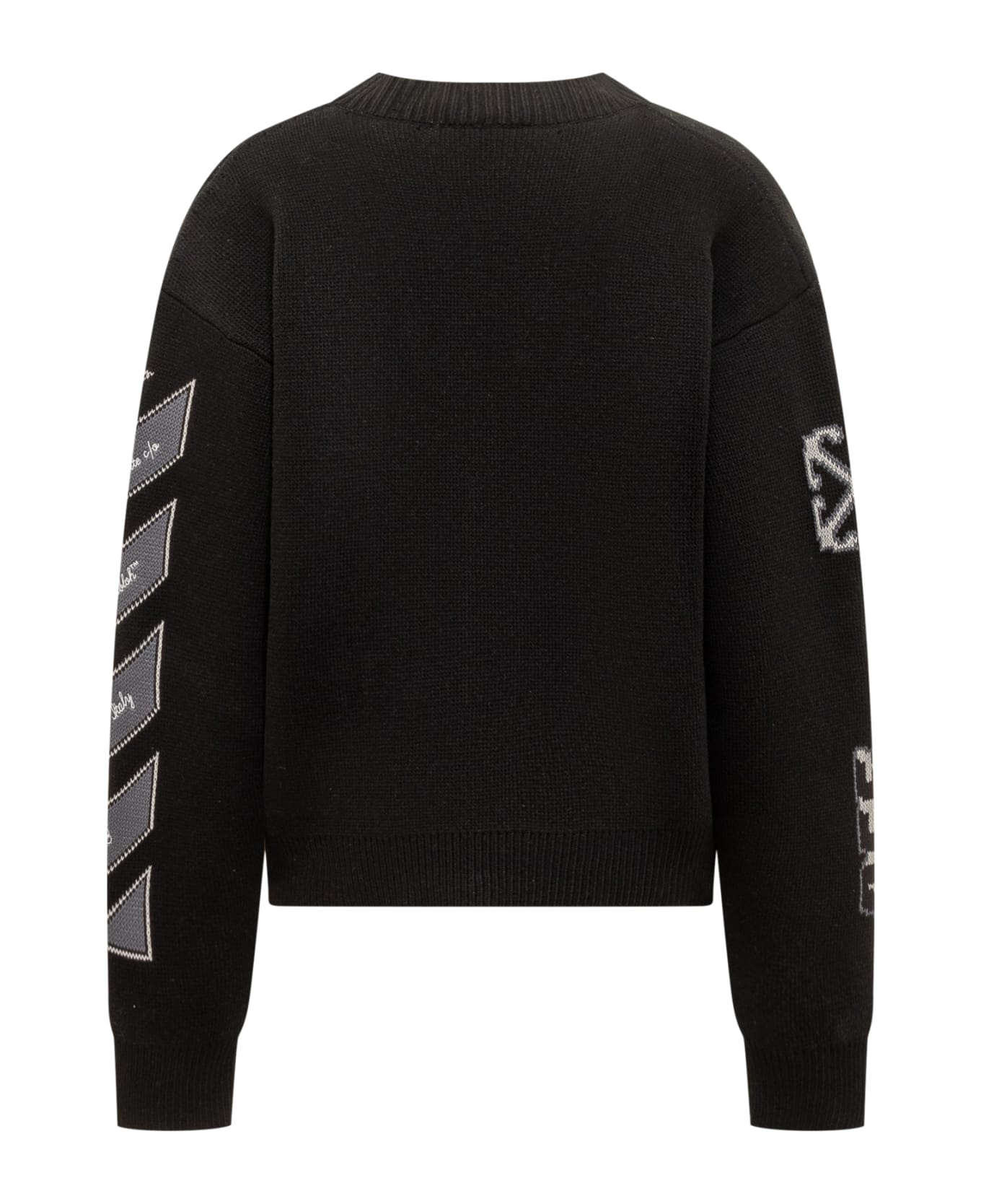 Off-White Logo Embroidered Knit Cardigan - Black