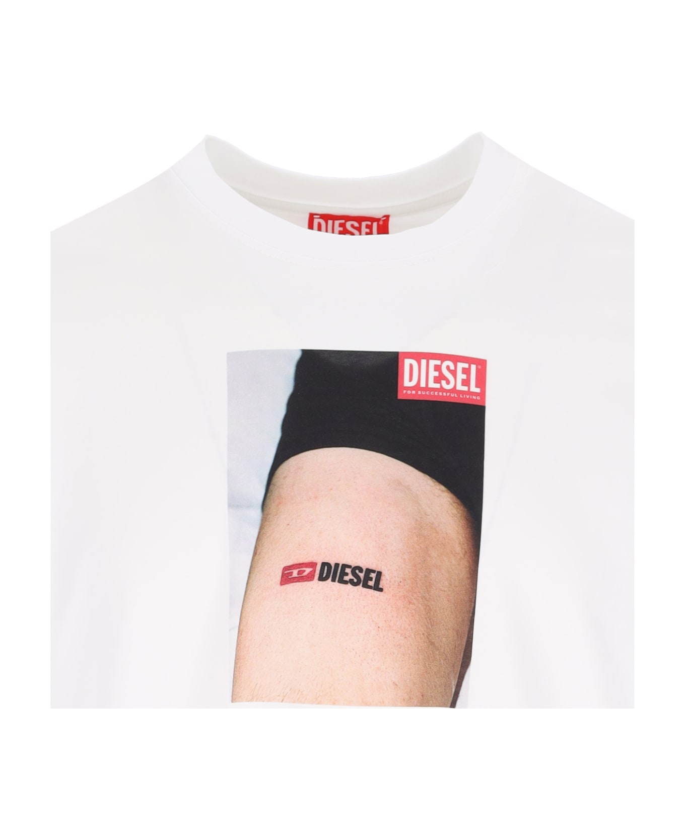 【DIESEL】T-Adjust-K19 Men's T-shirt with Diesel tattoo print | White | Diesel