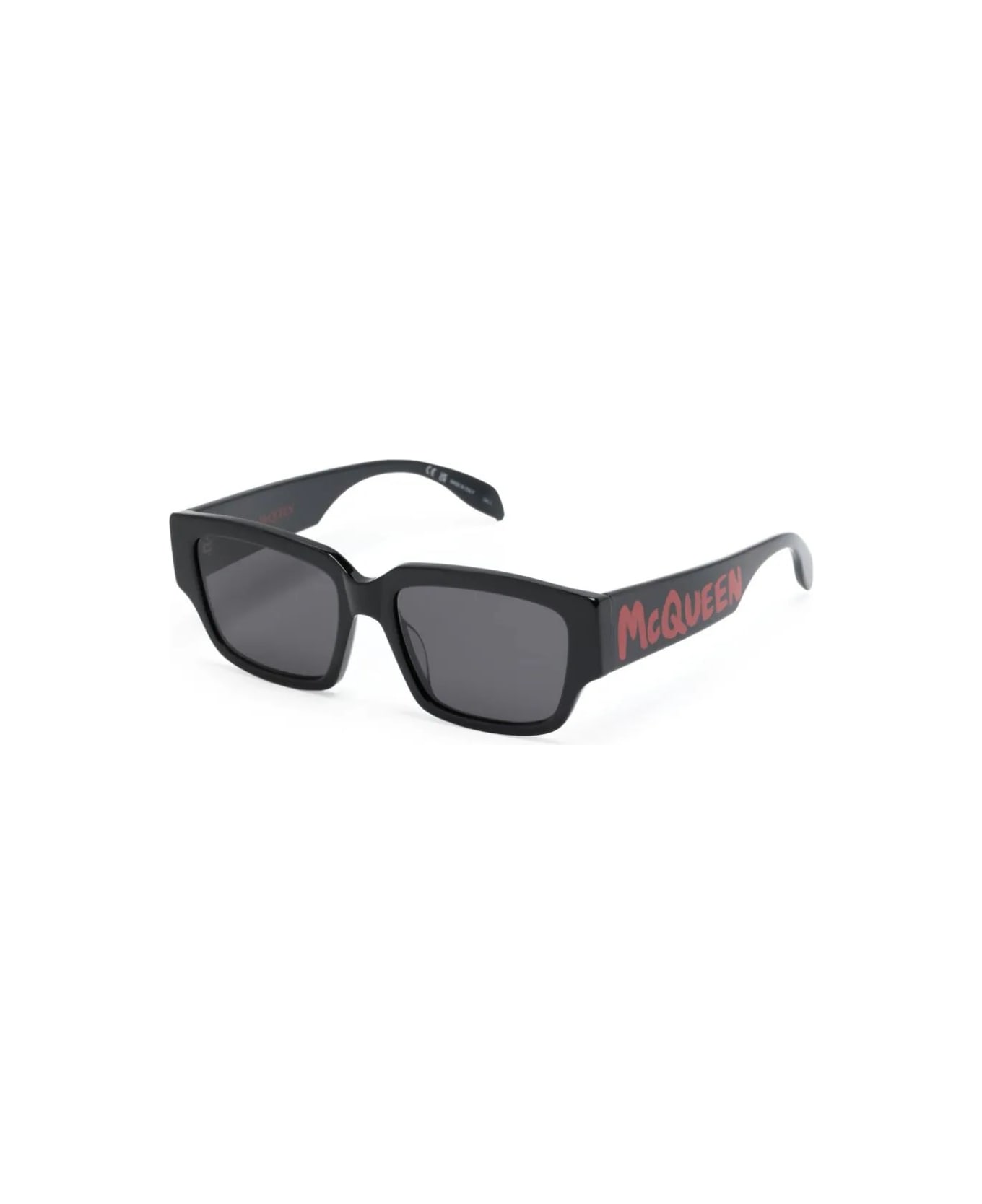Alexander McQueen Graffiti Rectangular Frame Sunglasses - Black