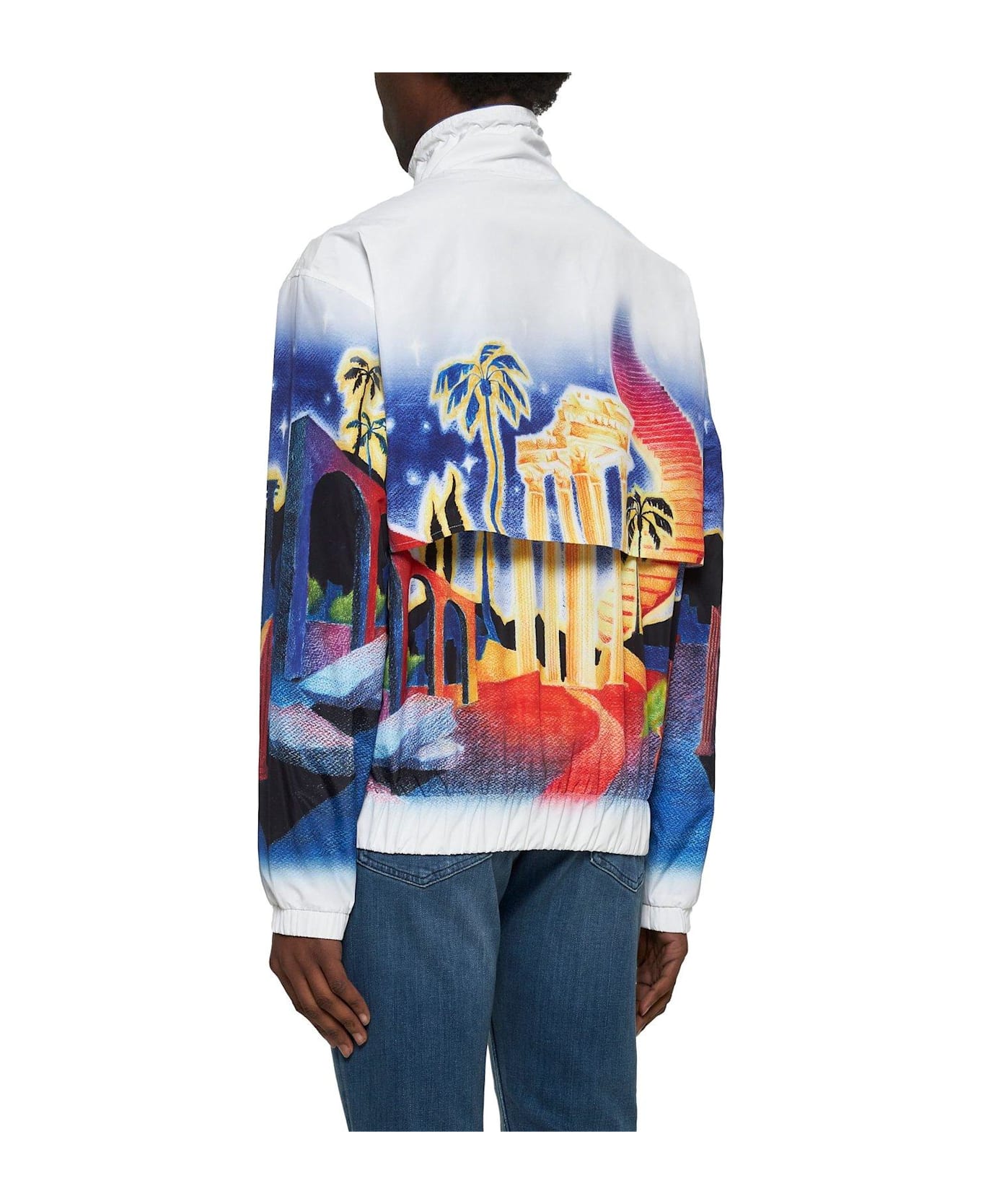 Casablanca Graphic Printed Zipped Jacket - White