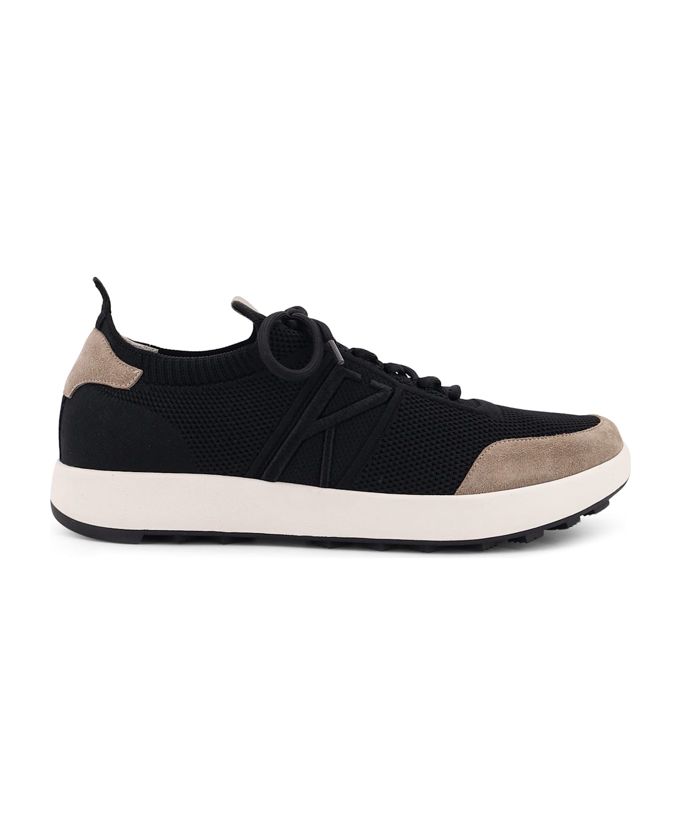 Kiton Low-top Mesh Sneakers With Suede Profiles - Black