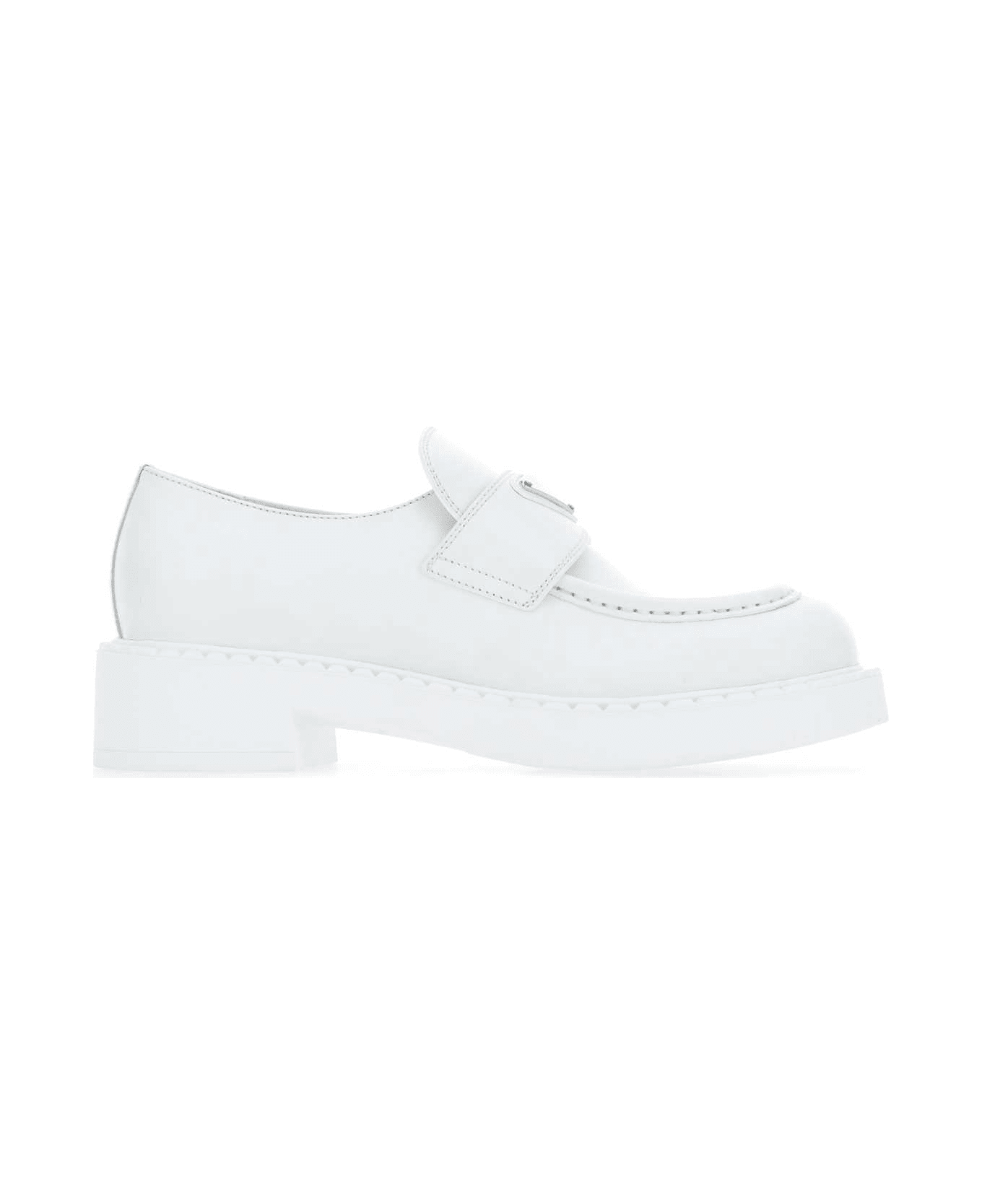 Prada White Leather Loafers - BIANCO