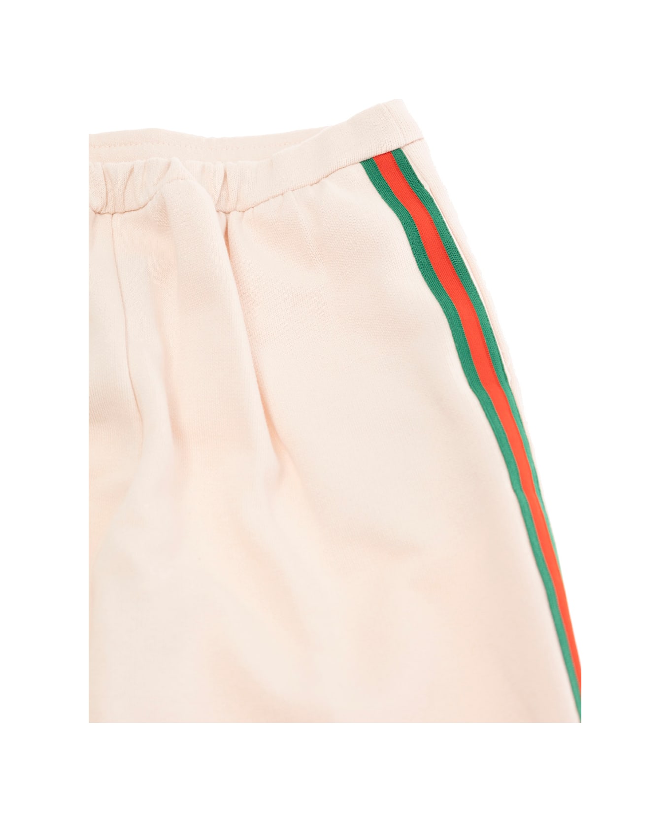 Gucci White Pants With Web Detail On The Sides In Cotton Girls - Pink