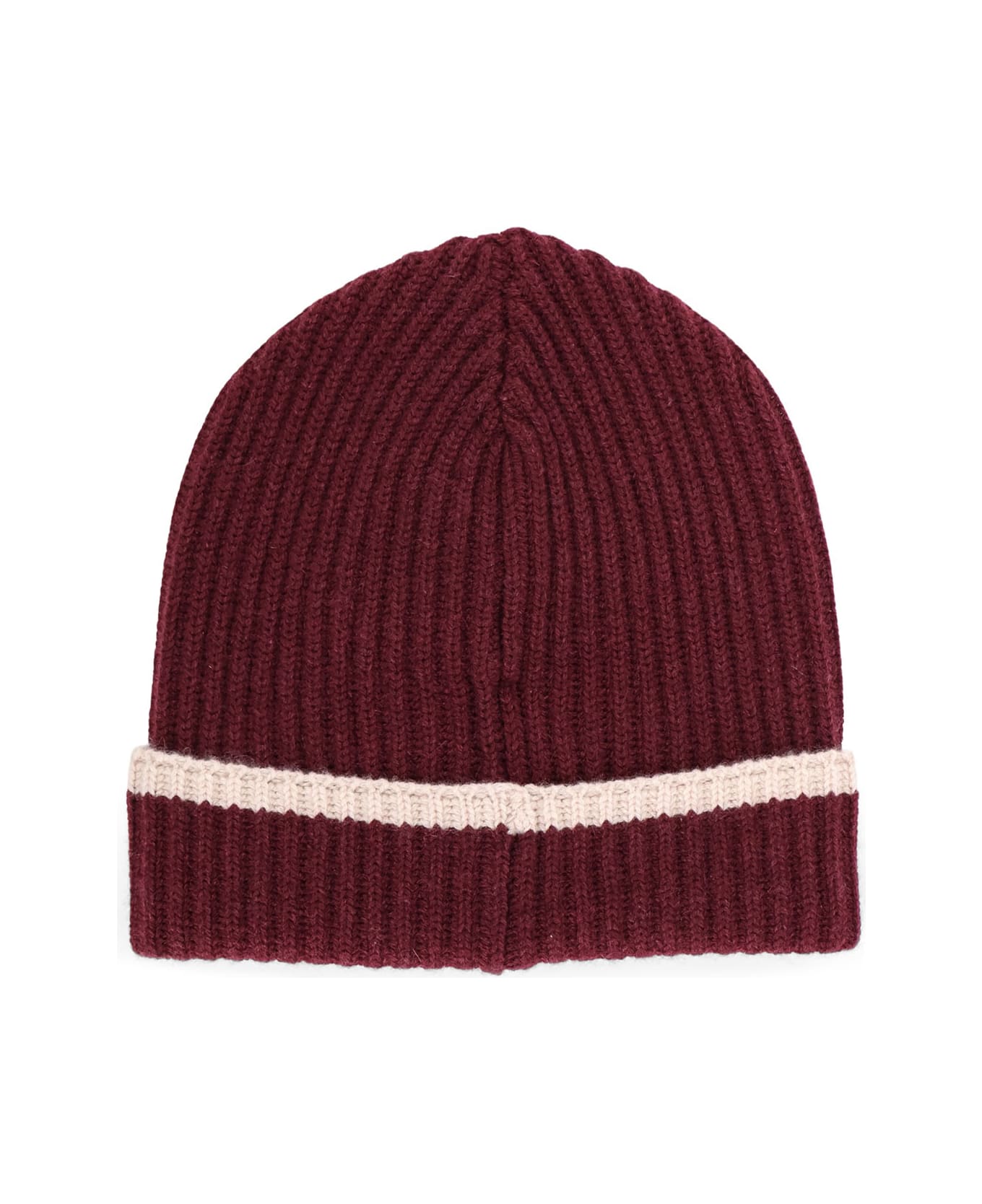 Brunello Cucinelli Cashmere Hat With Monili Detail - AMARANTO+BEIGE
