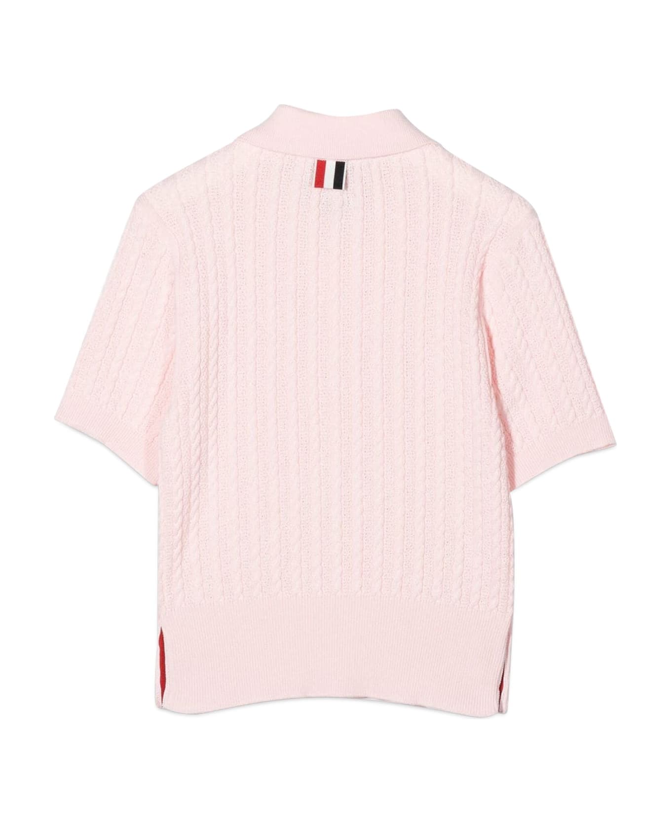 Thom Browne Short Sleeve Baby Cable Polo - ROSA