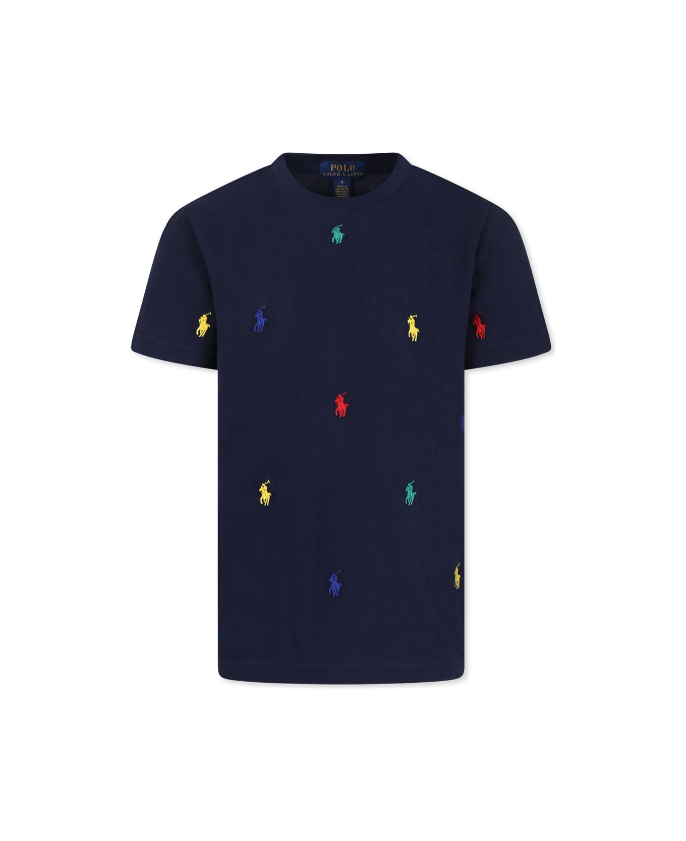 Ralph Lauren Blue T-shirt For Boy With Horse - Blue