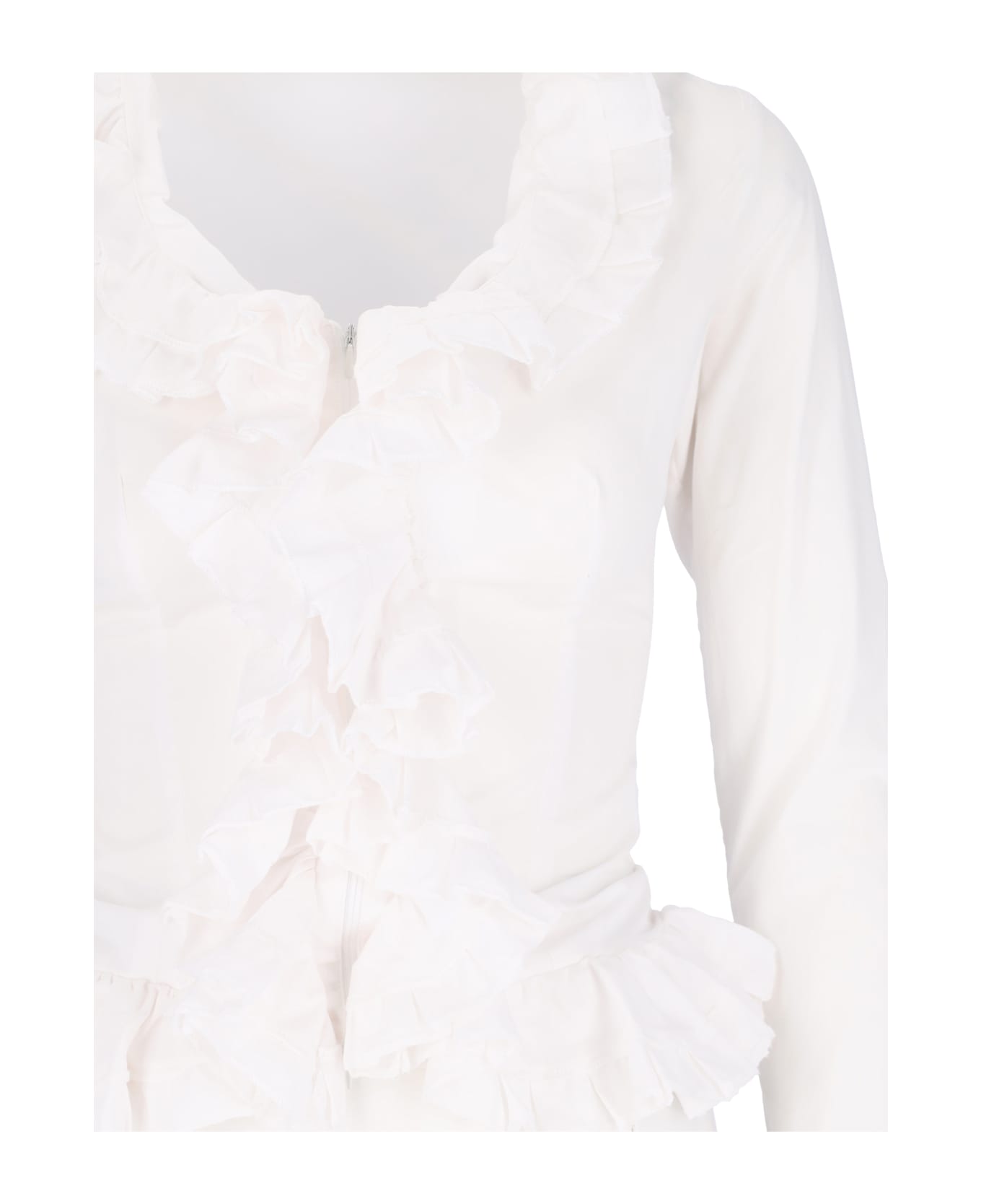 Ludovic de Saint Sernin Ruffle Detail Blouse - White