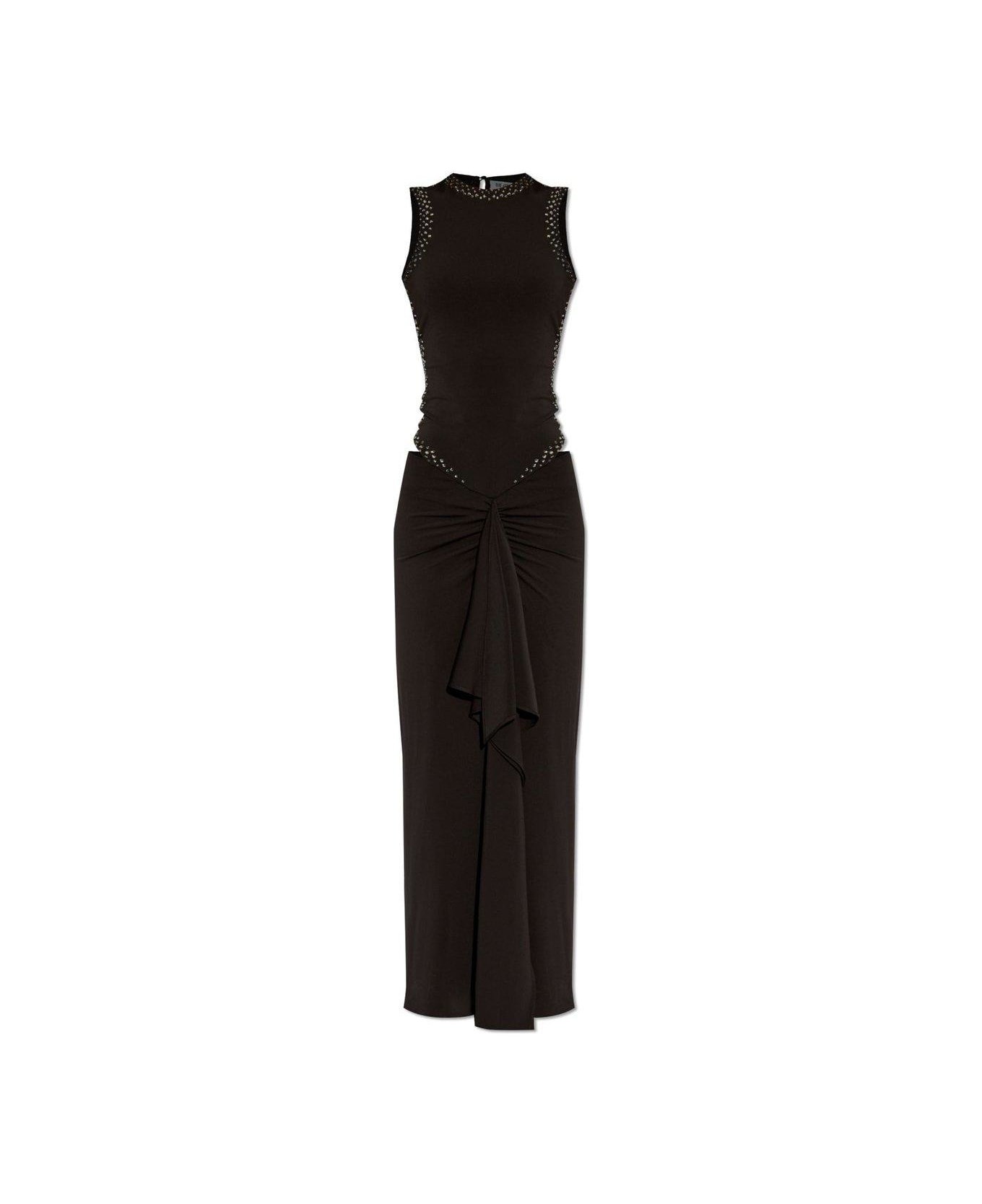 The Attico Crystal-embellished Sleeveless Maxi Dress - BLACK