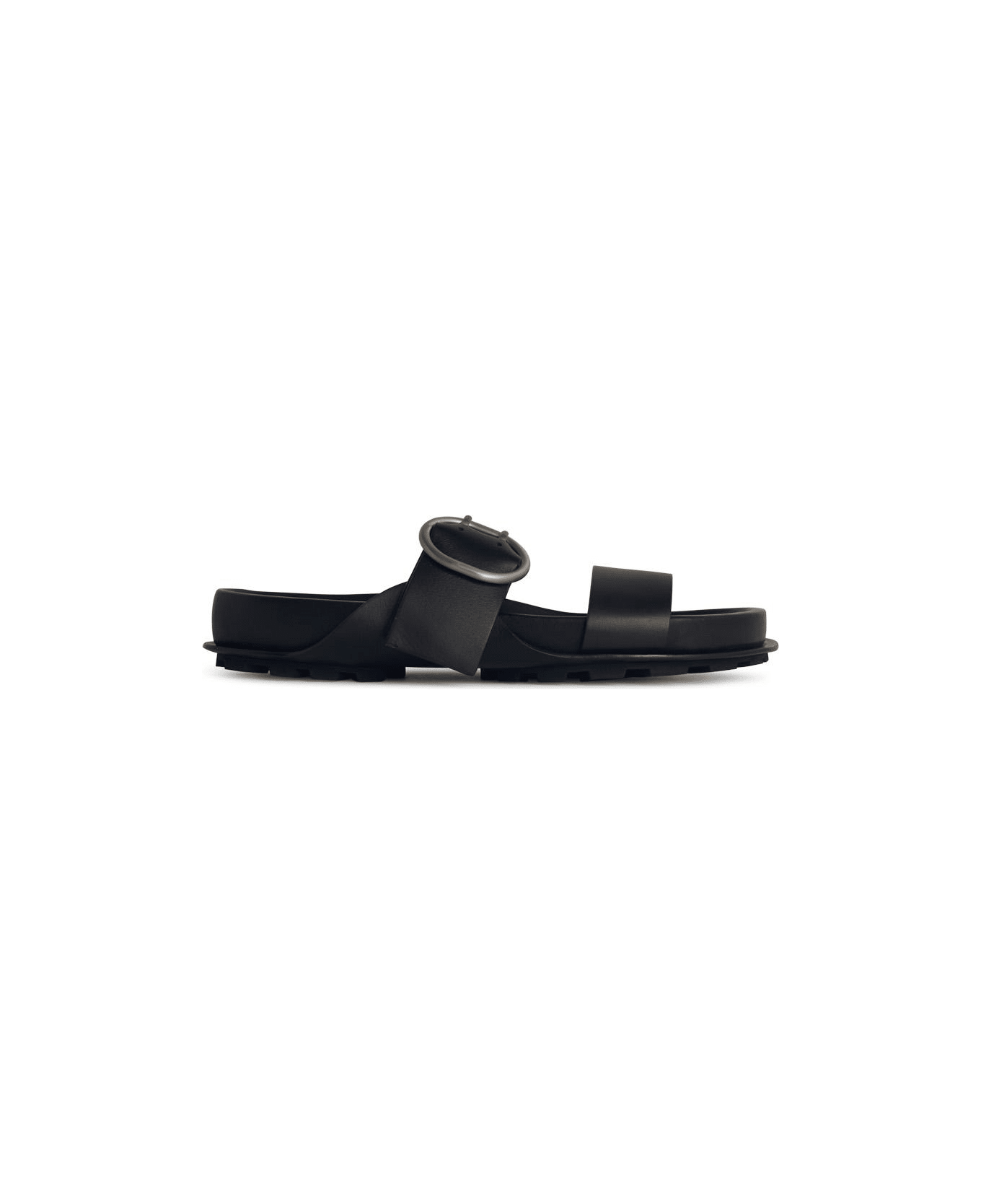 Jil Sander Black Leather Slippers - Black