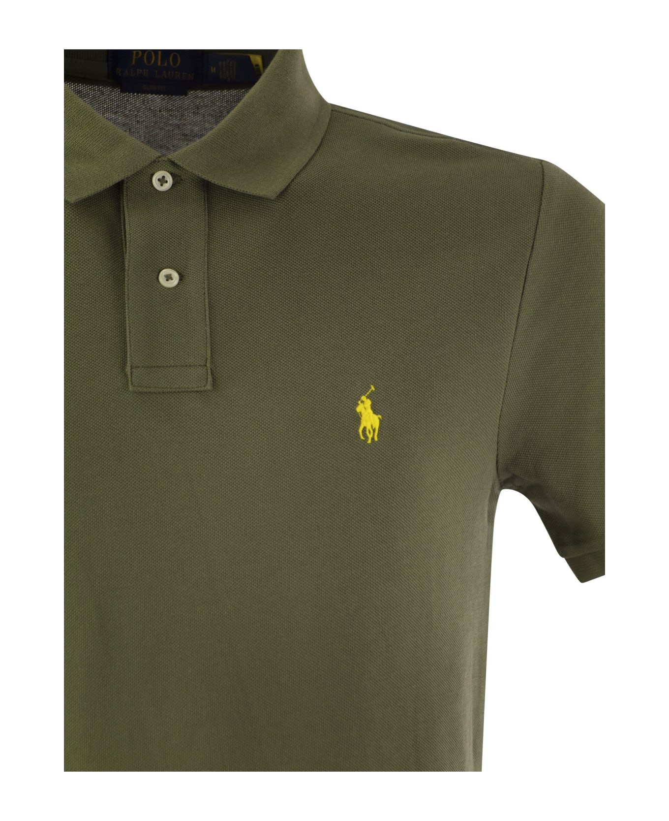 Ralph Lauren Slim-fit Polo In Military Green Pique - Green