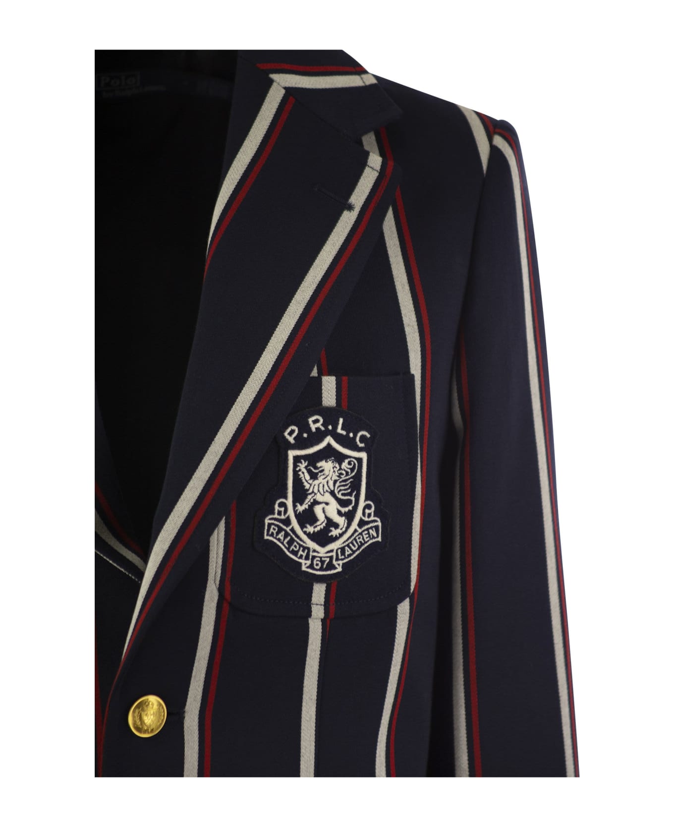 Polo Ralph Lauren Striped Blazer With Crest - Blue ブレザー