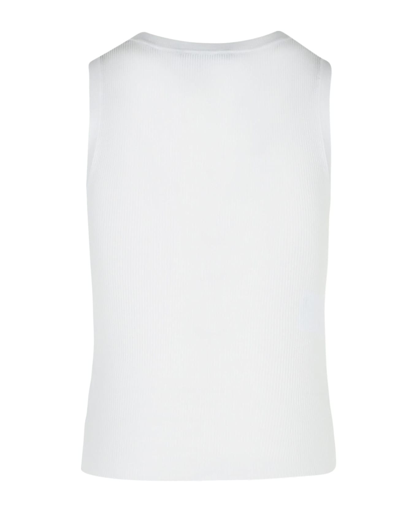 M05CH1N0 Jeans White Cotton Tank Top - White