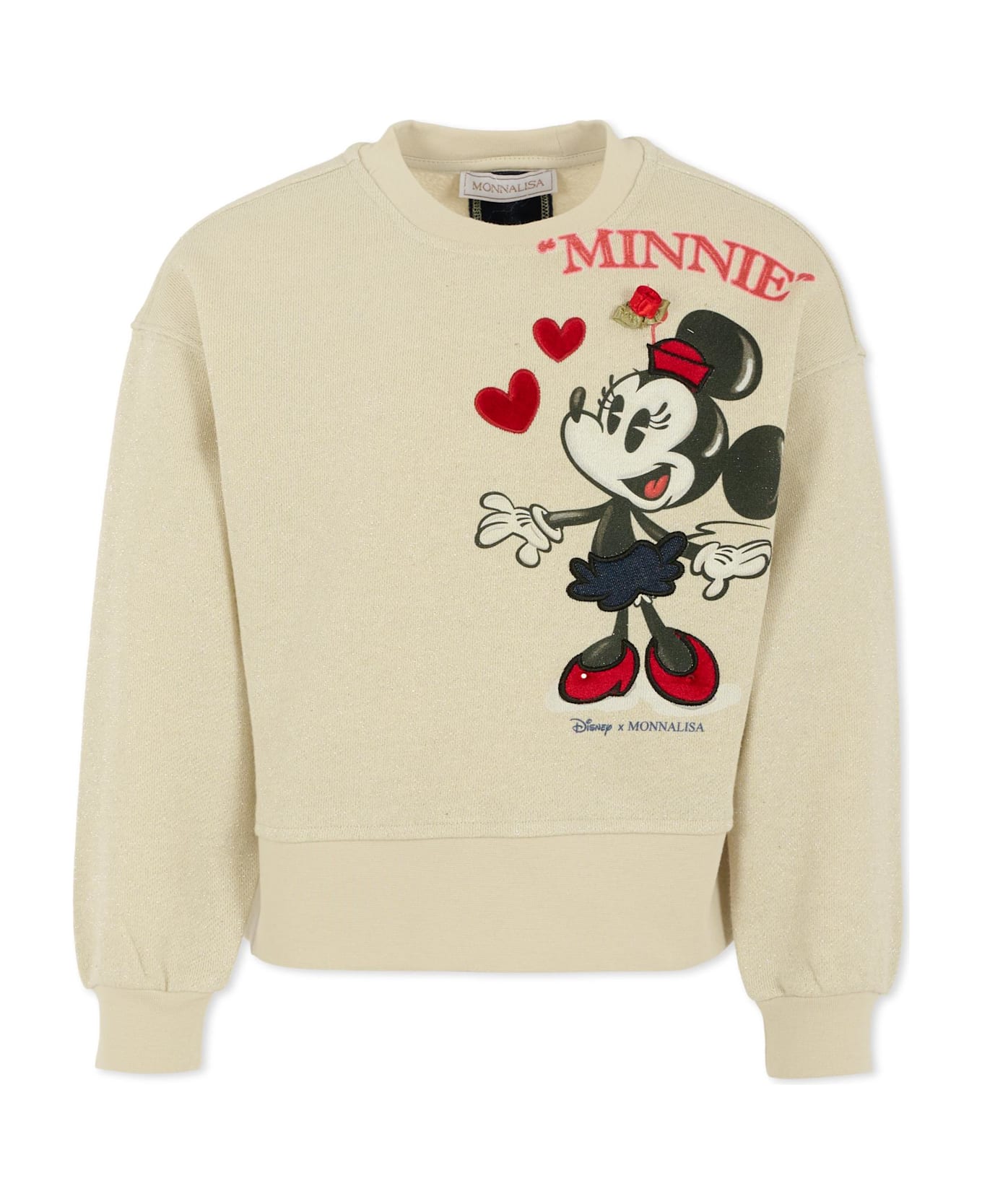 Monnalisa Grey Sweatshirt For Girl With Minnie - Grey ニットウェア＆スウェットシャツ