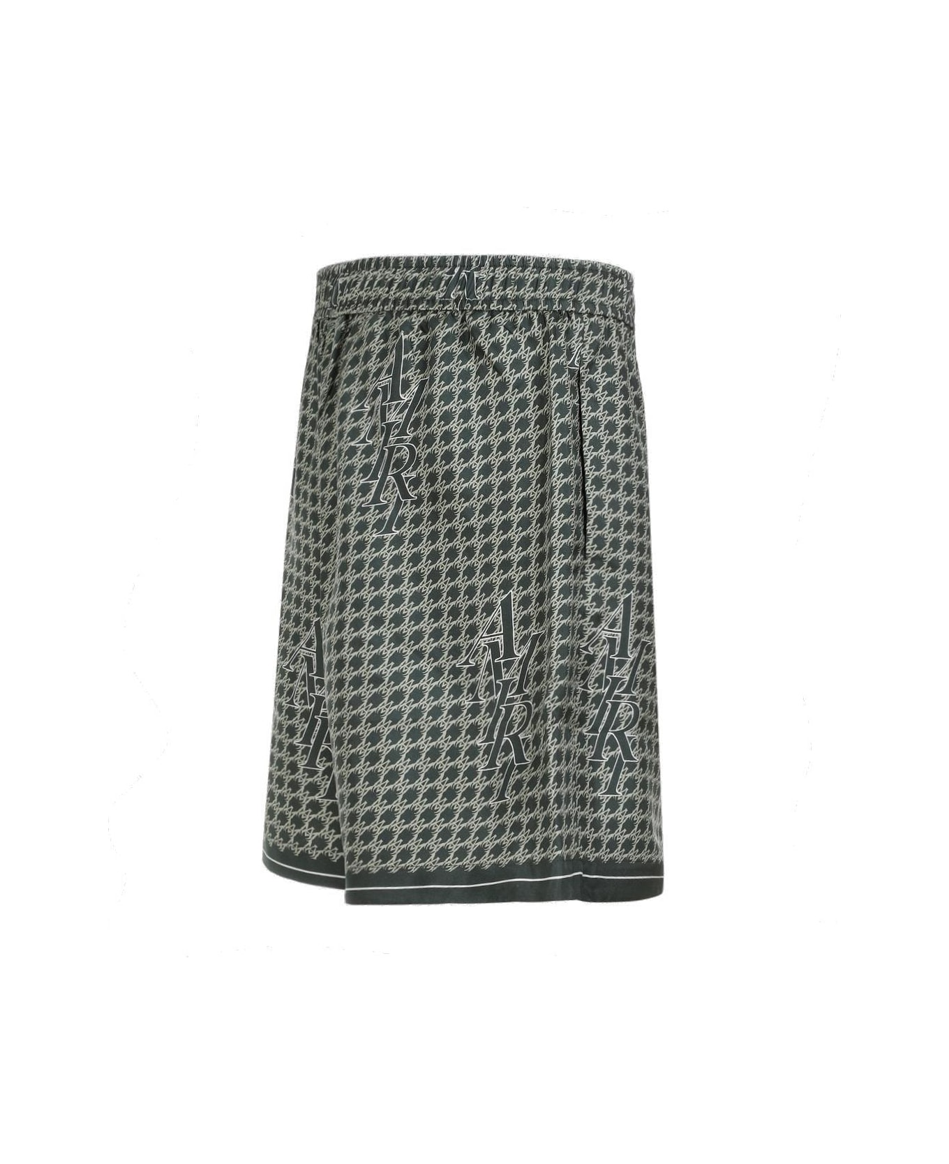 AMIRI Houndstooth Logo Printed Shorts - Green