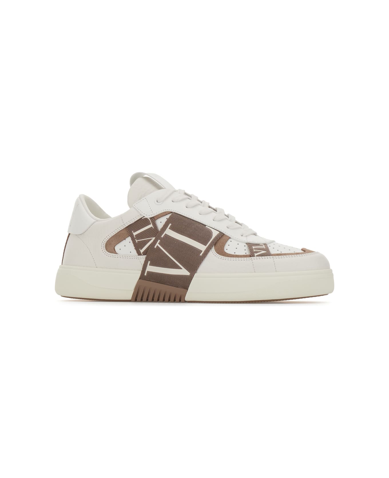 Valentino Garavani Two-tone Leather And Fabric Vl7n Sneakers - White