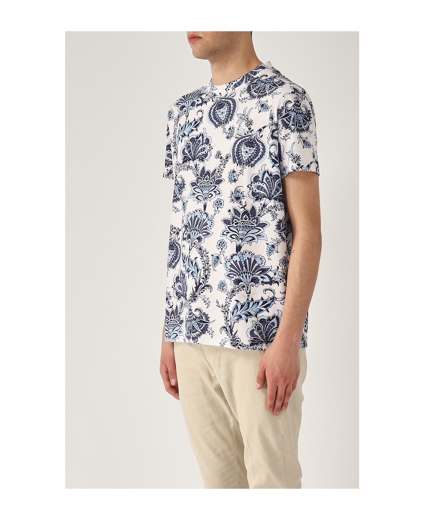 Etro T-shirt Roma Fantasia M/c T-shirt - BIANCO-BLU