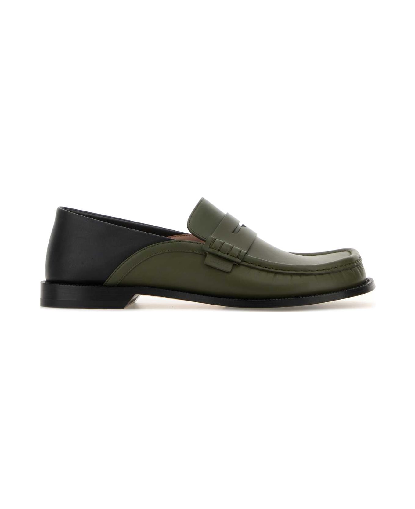 Loewe Two-tone Leather Campo Flap Loafers - SAGEBLACK