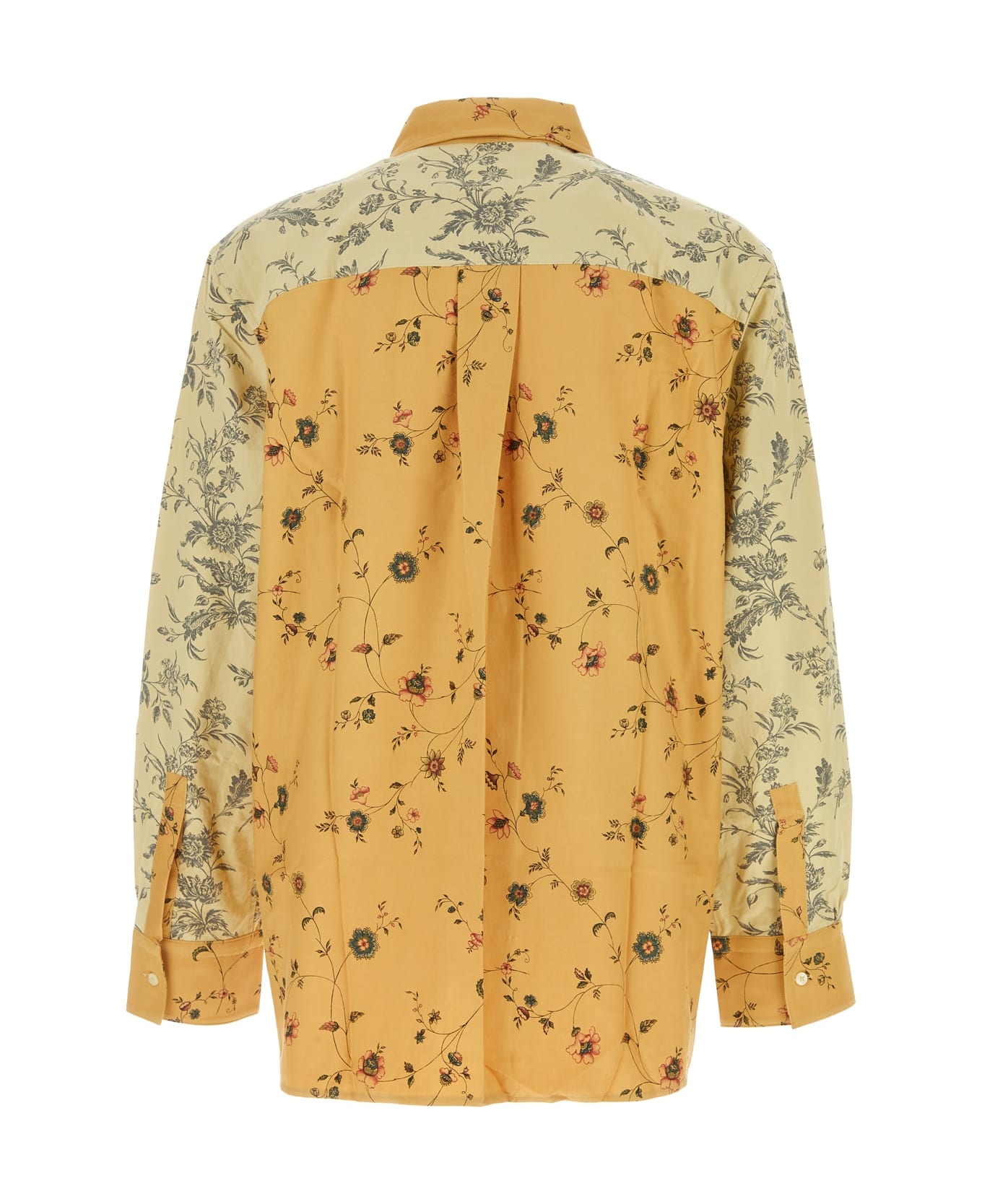 Marine Serre Upcycled Floral Linen Twin Pocket Shirt - GRAVEL
