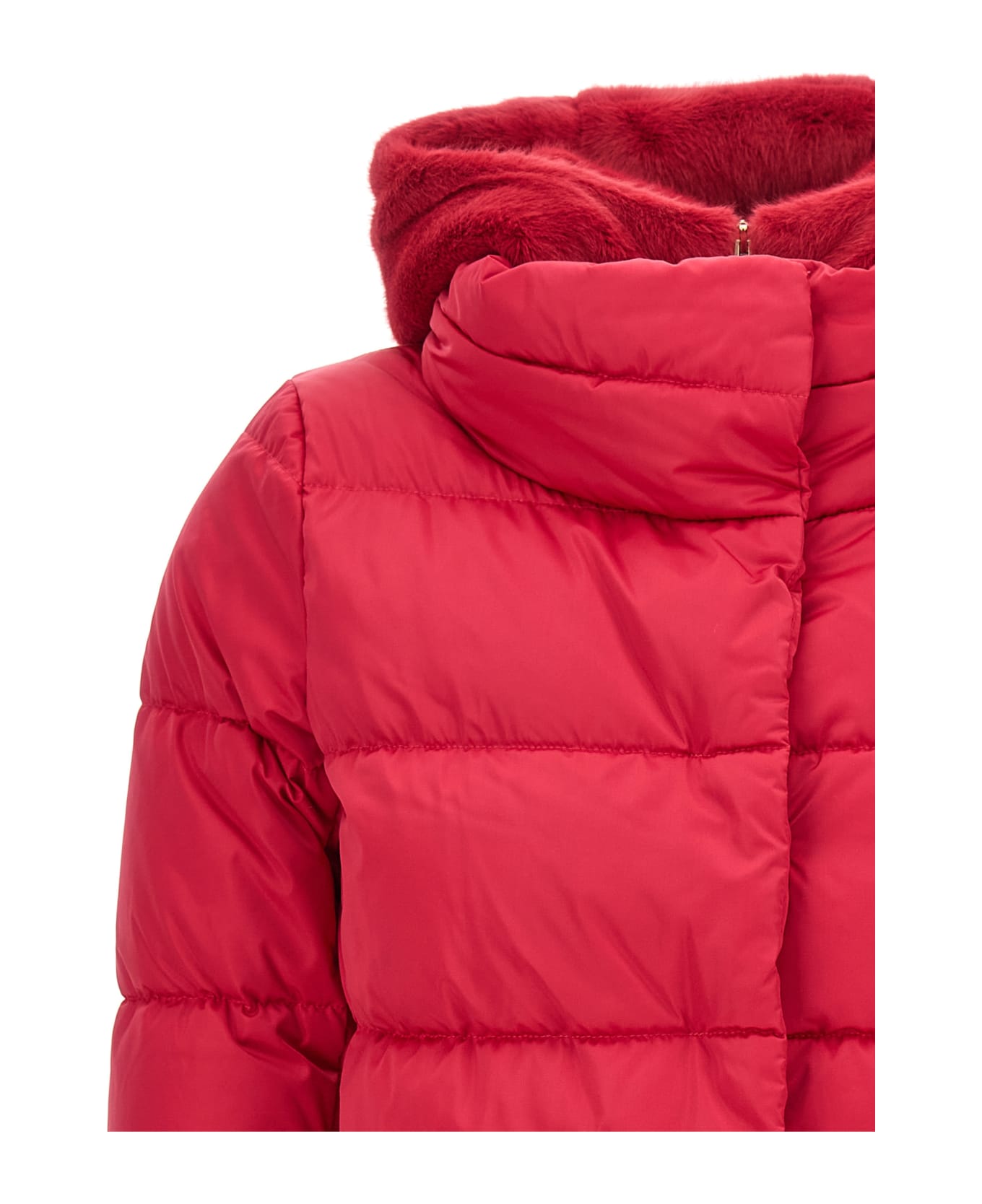 Herno Lady Faux Fur Satin Down Jacket - Fuchsia
