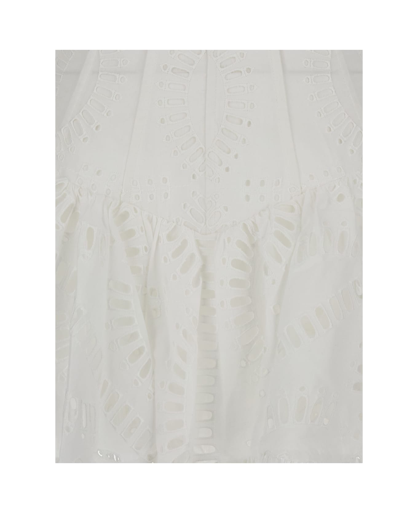 Charo Ruiz White High Waisted 'favik' Miniskirt With Embroidery In Cotton Blend Woman - White