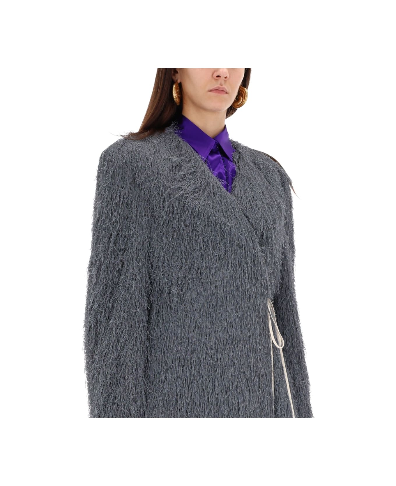Dries Van Noten Coat With Bangs - GREY