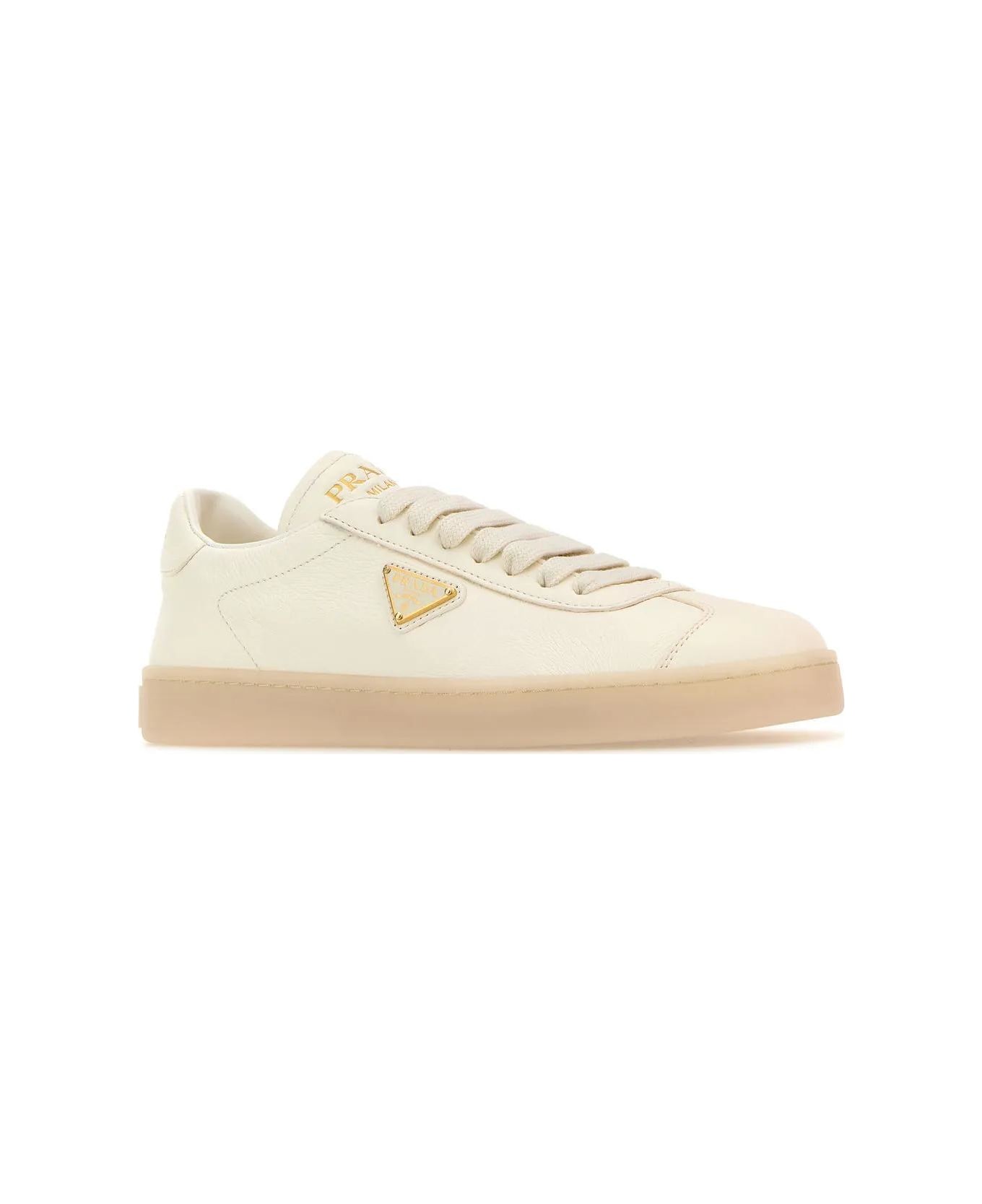 Prada Ivory Leather Downtown Sneakers - AVORIO