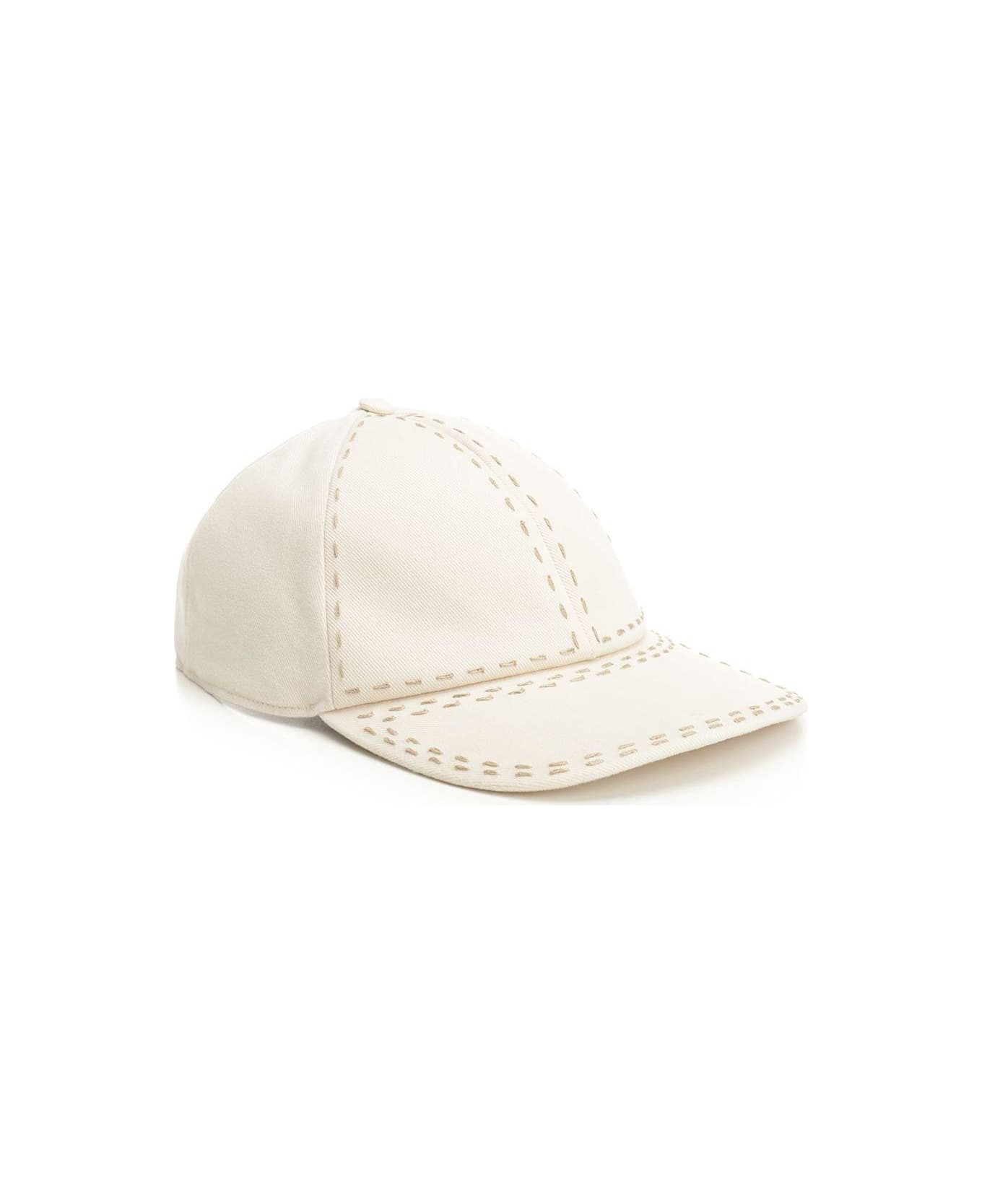 Fendi Selleria Topstitch Baseball Cap - Beige