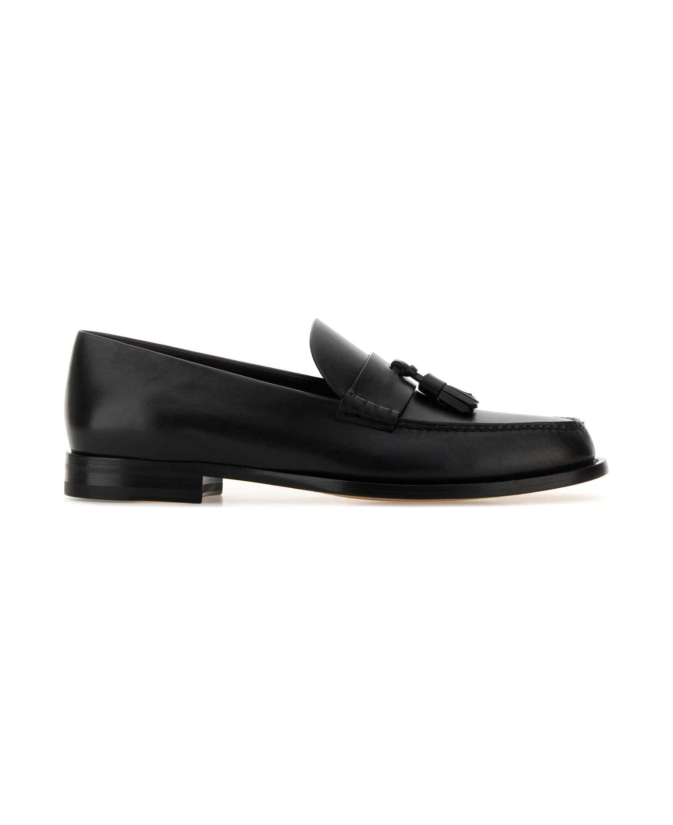The Row Black Leather Novus Loafers - Black