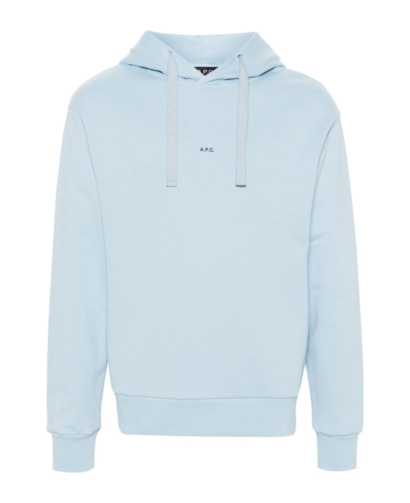 A.P.C. Logo Embroidered Drawstring Hoodie - LIGHT BLUE