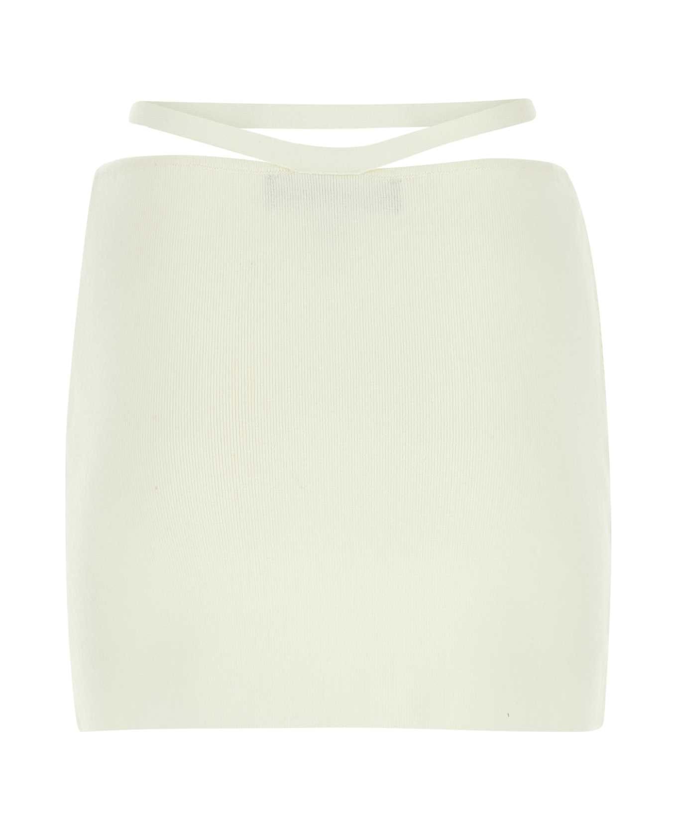 ANDREĀDAMO Ivory Stretch Viscose Blend Mini Skirt - White