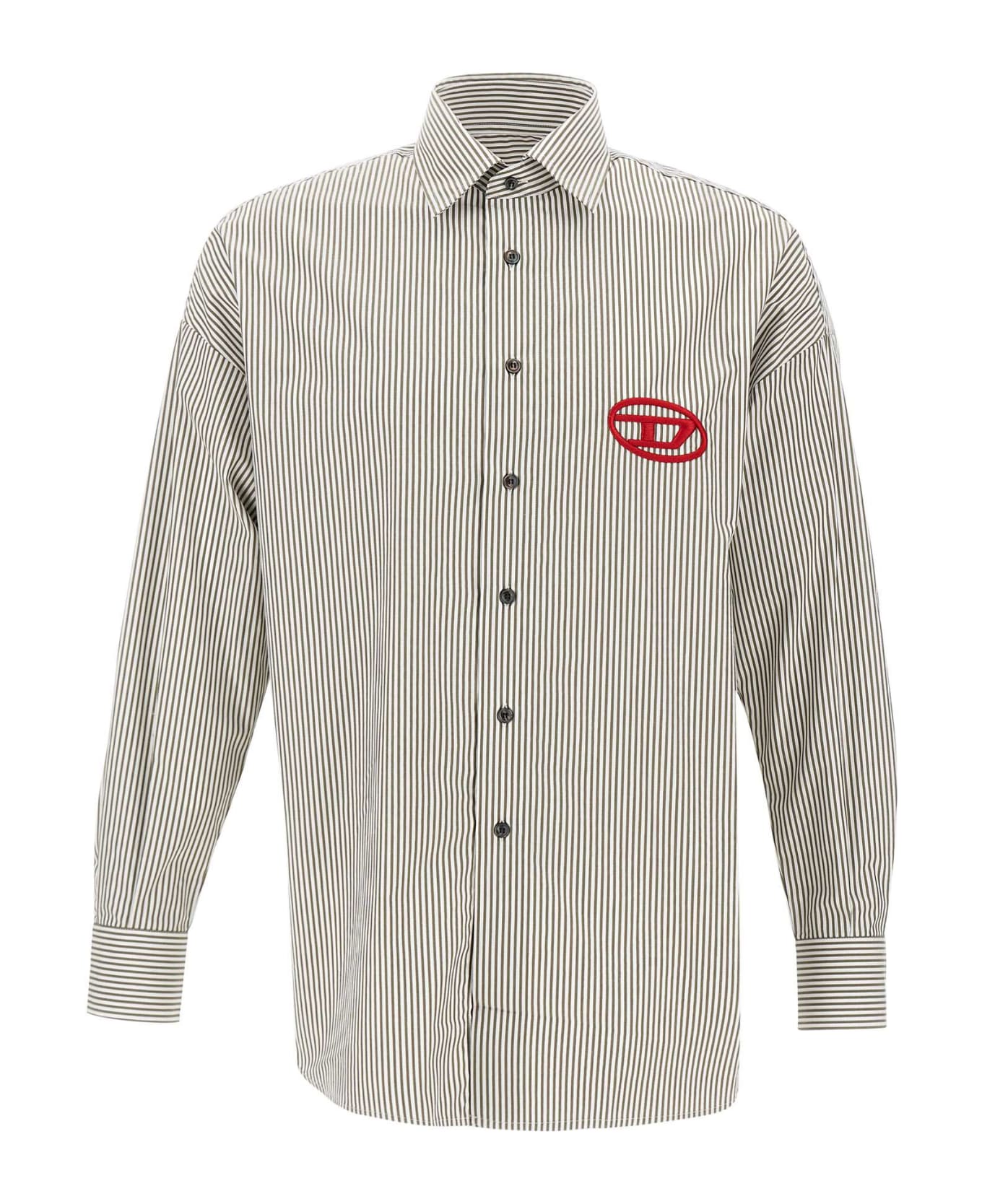Diesel "s-douber"cotton Shirt - GREY/WHITE シャツ