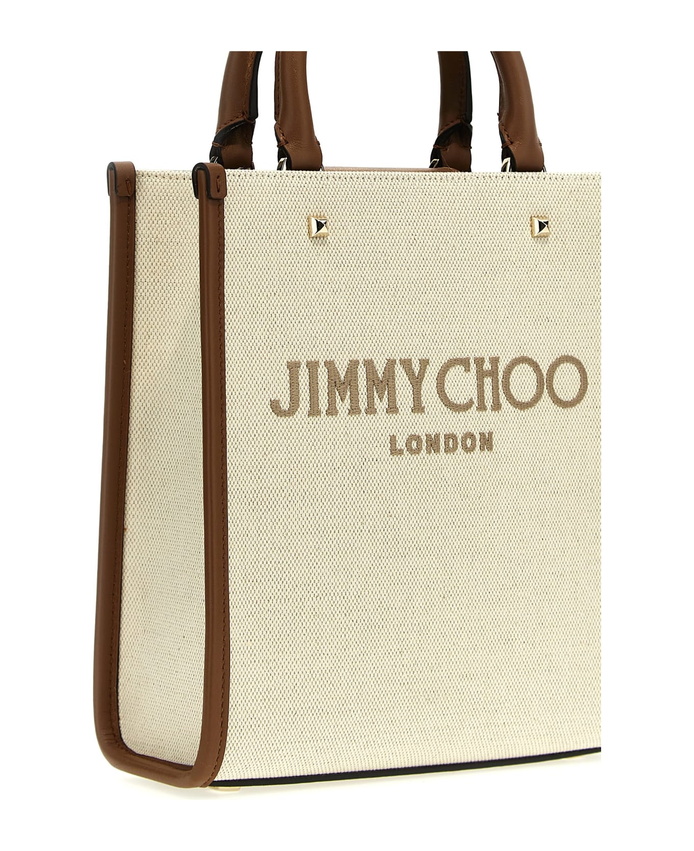 Jimmy Choo 'avenue S' Shopping Bag - Natural Taupe Dark Tan Light Gold