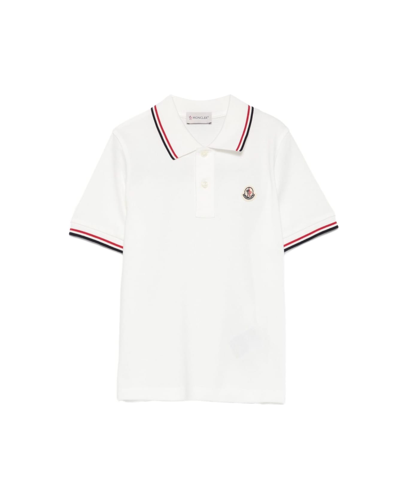 Moncler Enfant Polo Shirt With Logo Appliqué - White