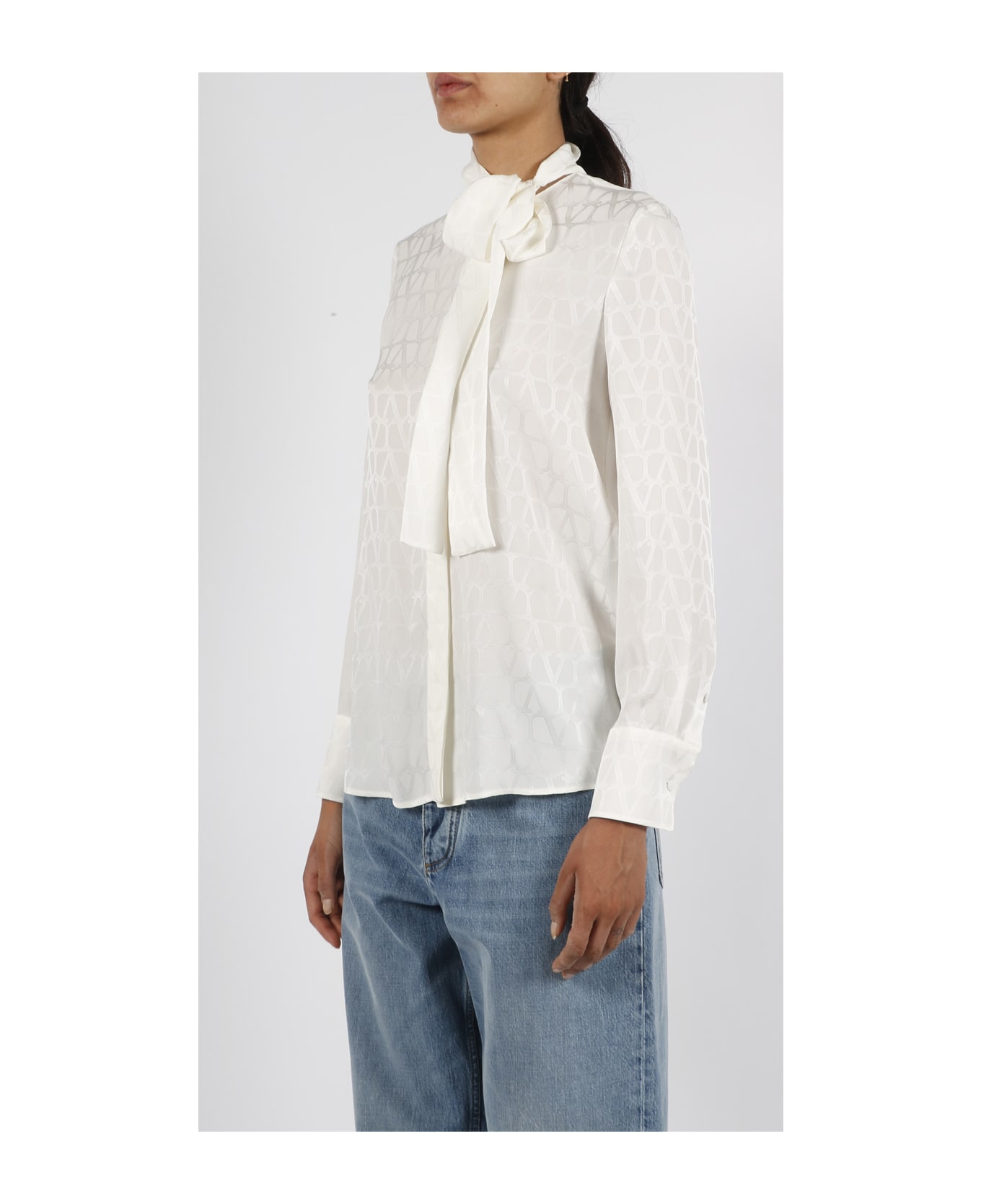 Valentino Toile Iconographe Silk Jacquard Blouse - Bianco ブラウス