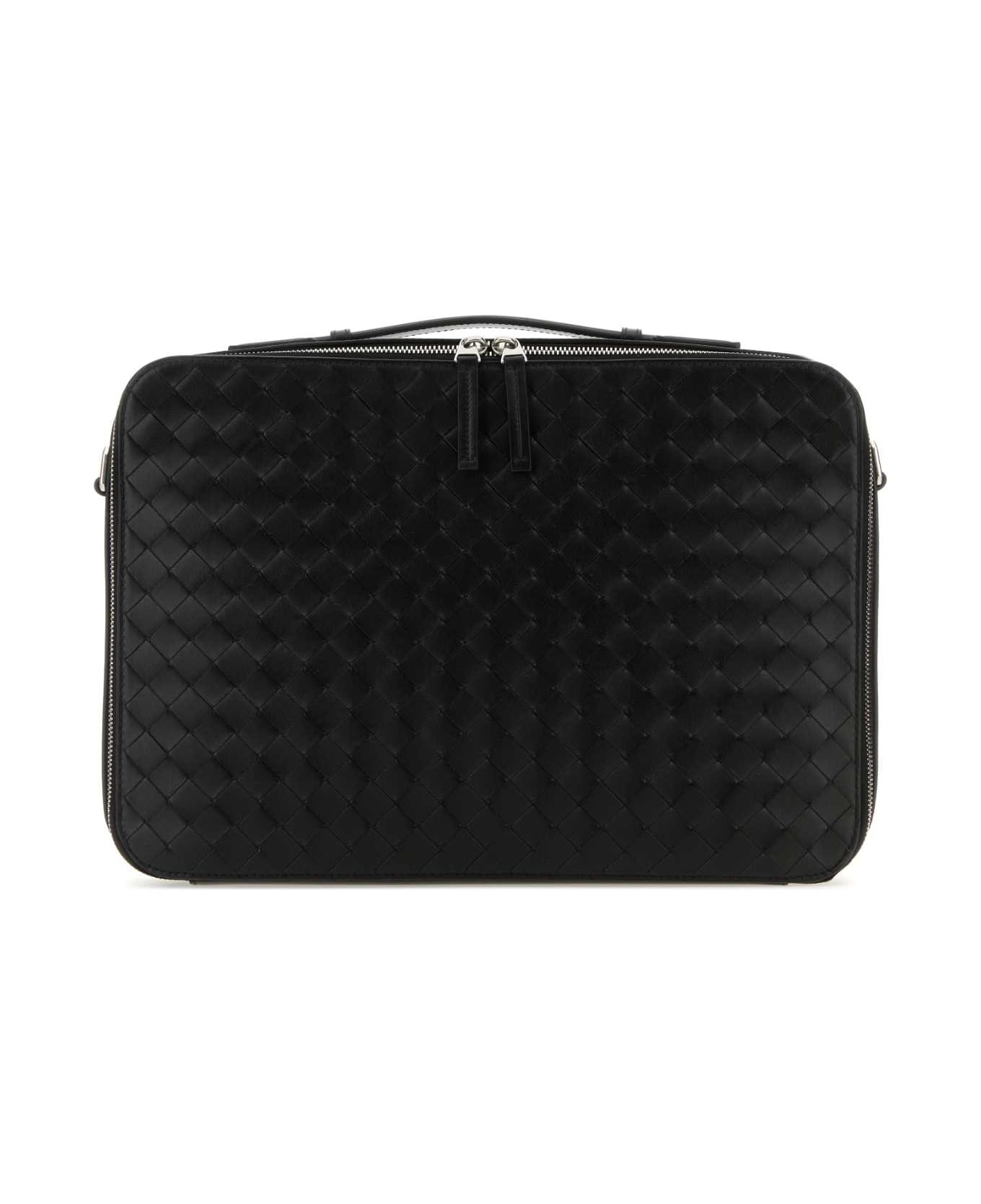 Bottega Veneta Black Leather Getaway Briefcase - BLK