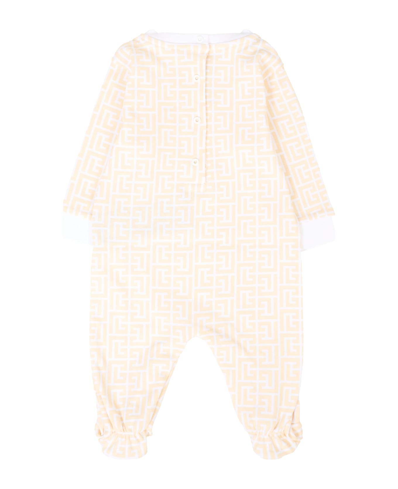 Balmain Beige Babygrow Set For Babykids With Maze - Beige
