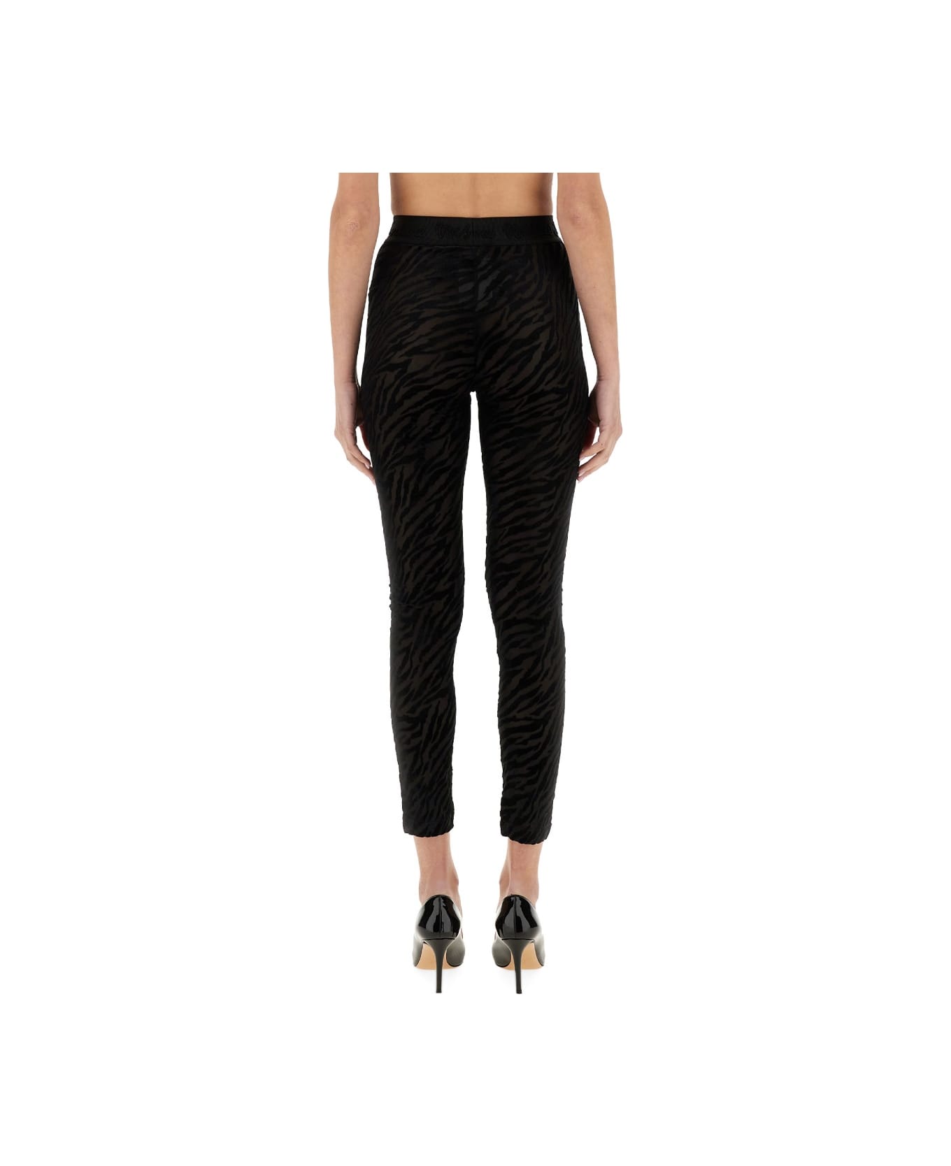 Versace Jeans Couture Zebra Devoré Leggings - BLACK