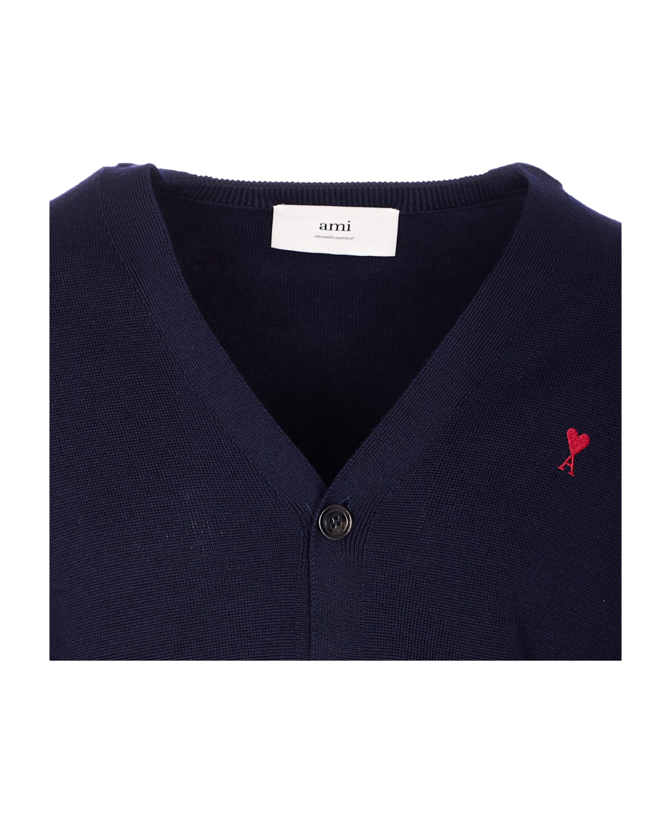 Ami Alexandre Mattiussi Ami De Coeur Cardigan - MARINE/ROUGE