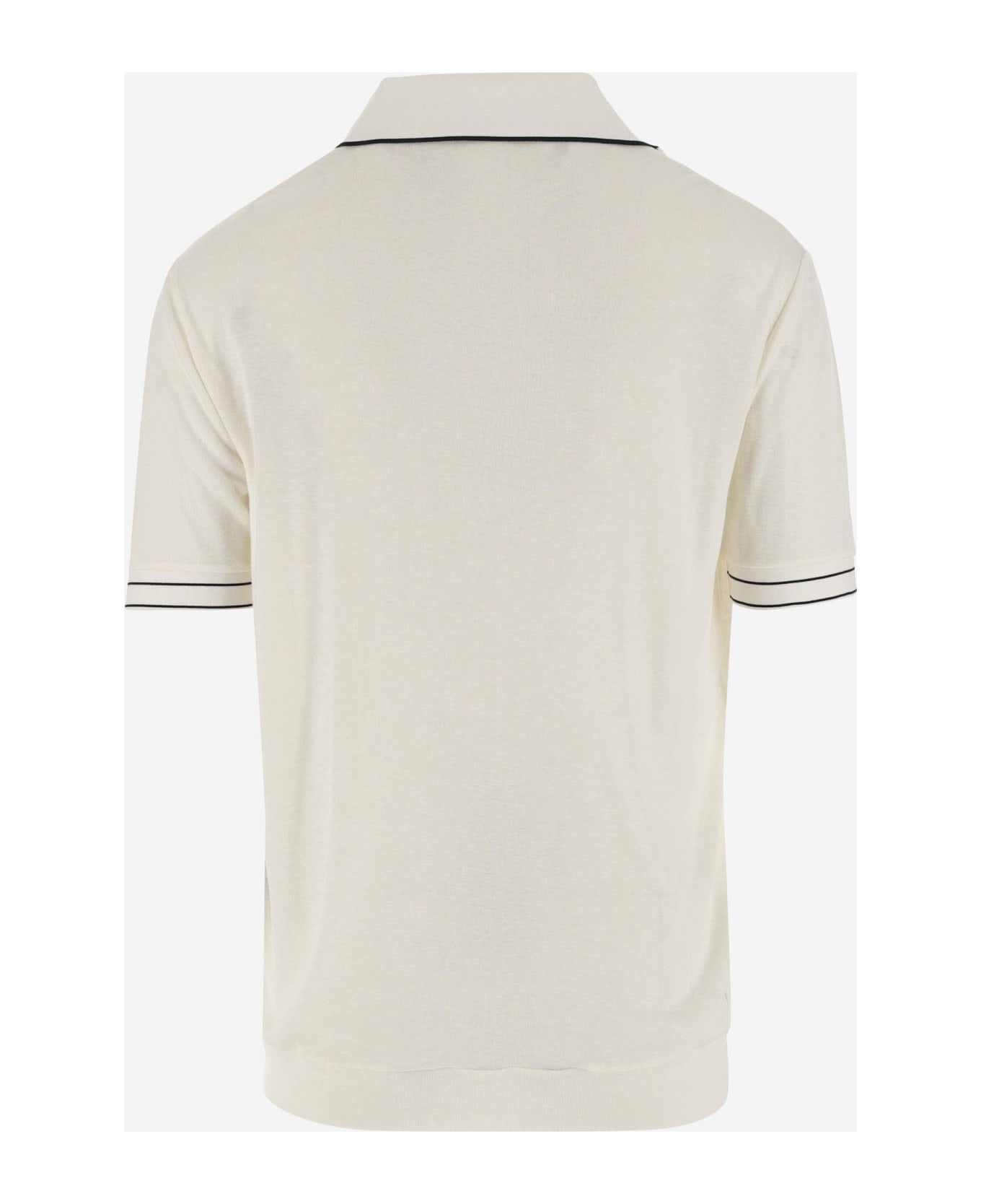 Giorgio Armani Wool And Viscose Blend Polo Shirt - Gesso
