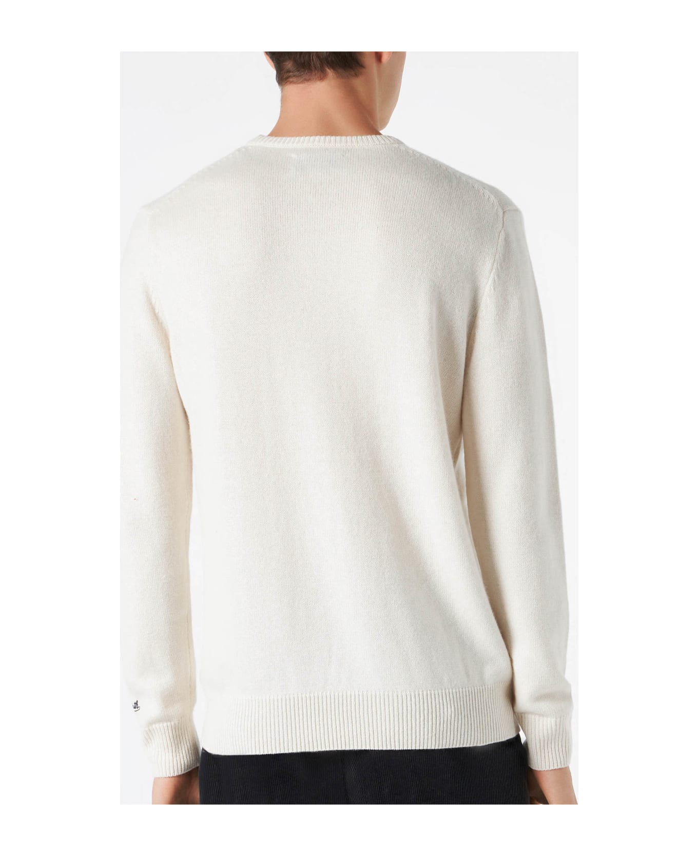 MC2 Saint Barth Man White Sweater With Settimana In Bianco Embroidery - WHITE