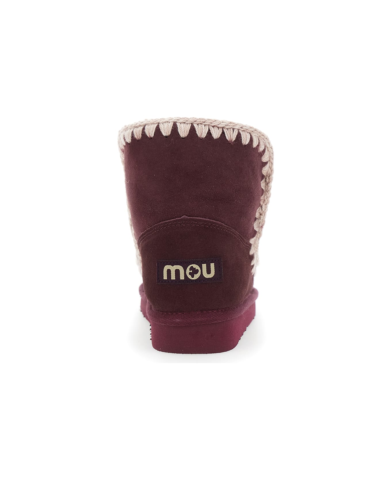 Mou 
eskimo
 Bordeaux Ankle Boots With Crochet Details And Logo Patch On The Rear In Suede Woman - Bordeaux