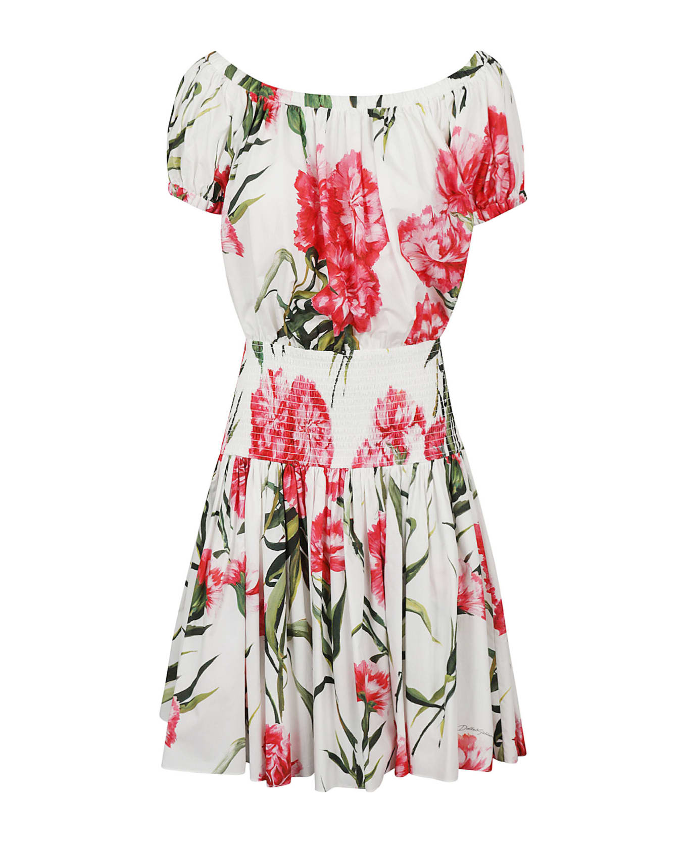 Dolce & Gabbana Floral Print Short Dress - GAROFANI NEW F BCO ワンピース＆ドレス
