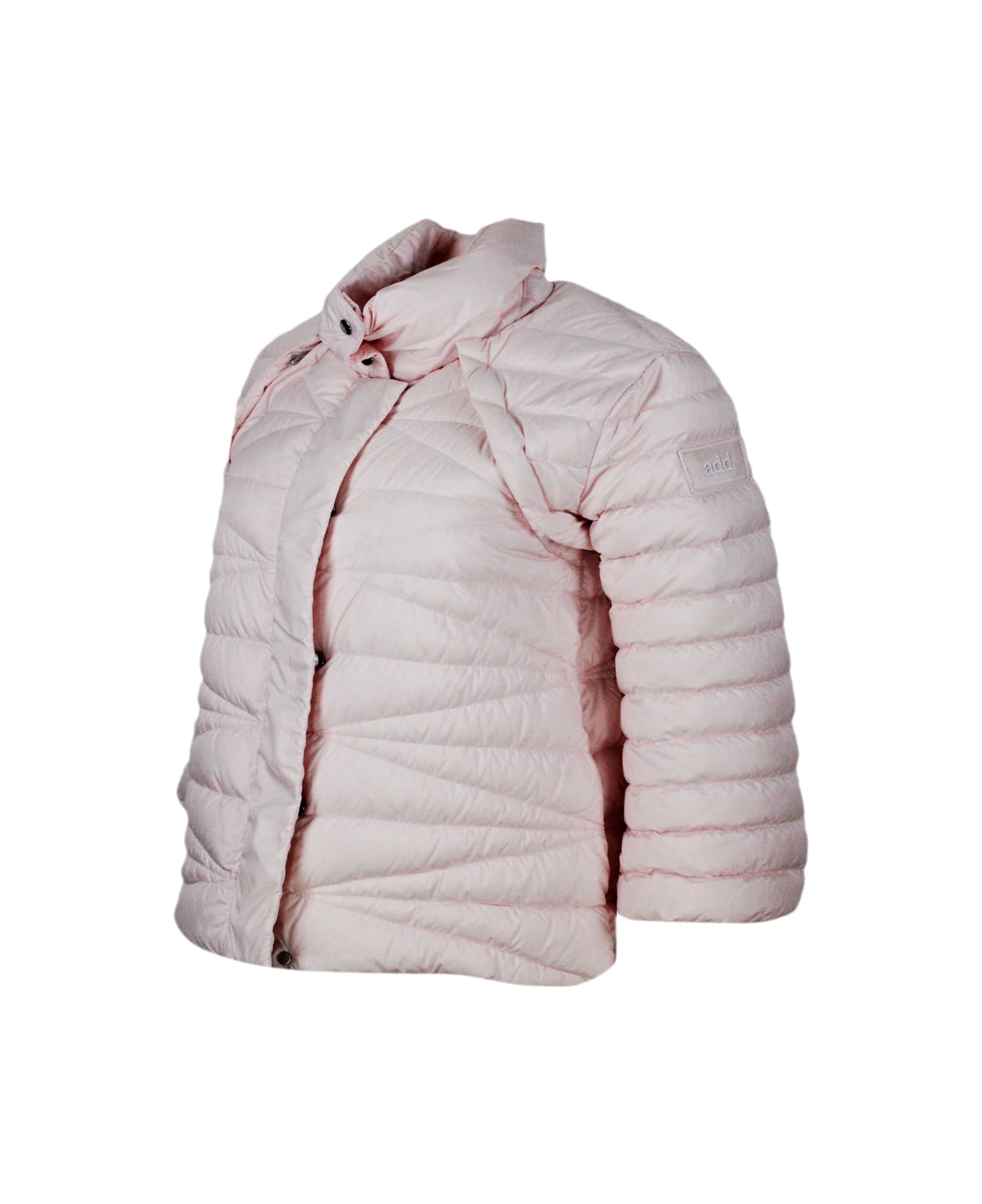 Add 100 Gram Down Jacket With High Quality Feathers. The Sleeves Are Detachable With A Convenient Zip. Side Pockets And Zip And Button Closure - Pink ダウンジャケット