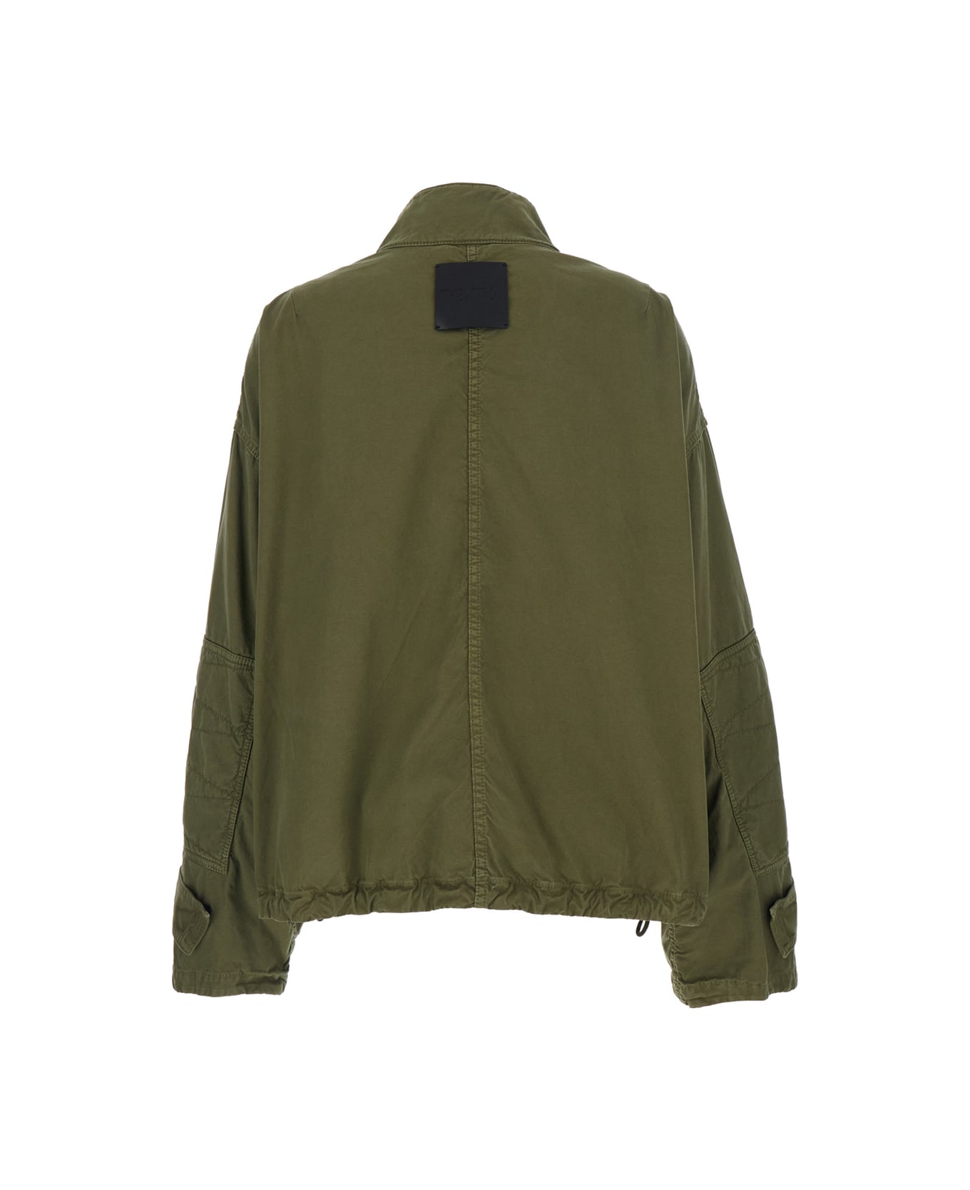 The Attico Green Jacket With High Neck And Logo Patch On The Rear In Cotton Woman - Green