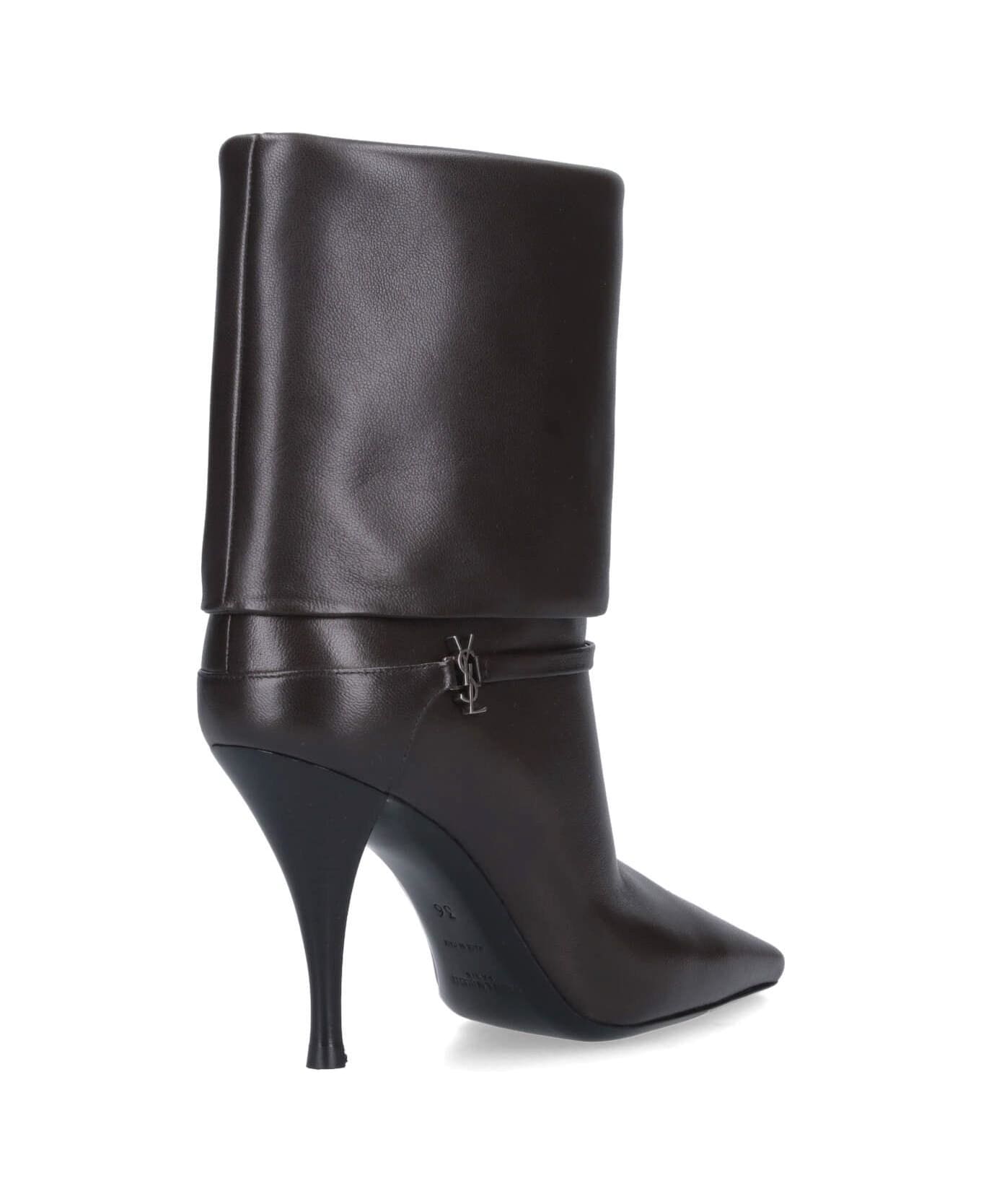 Saint Laurent 'vicky 90' Ankle Boots - Harris Eagle Brown