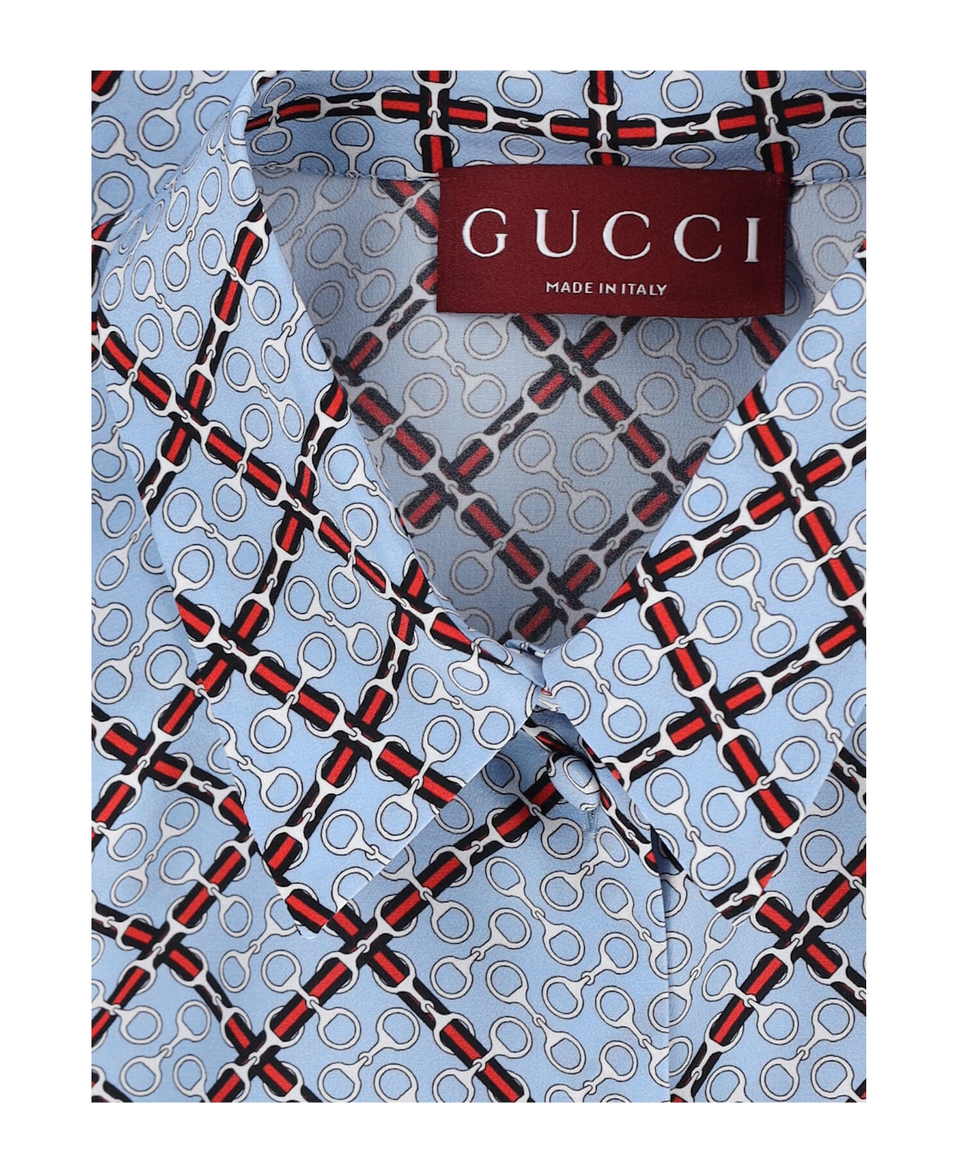 Gucci Checked Silk Shirt - Light Blue