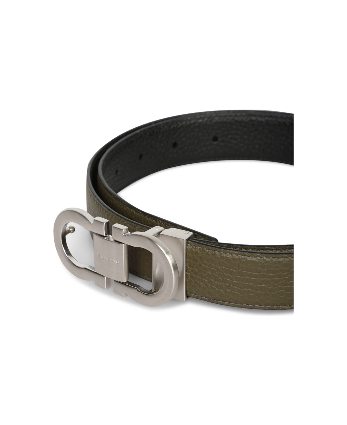 Ferragamo Double Adjust Olive Green Belt - Green