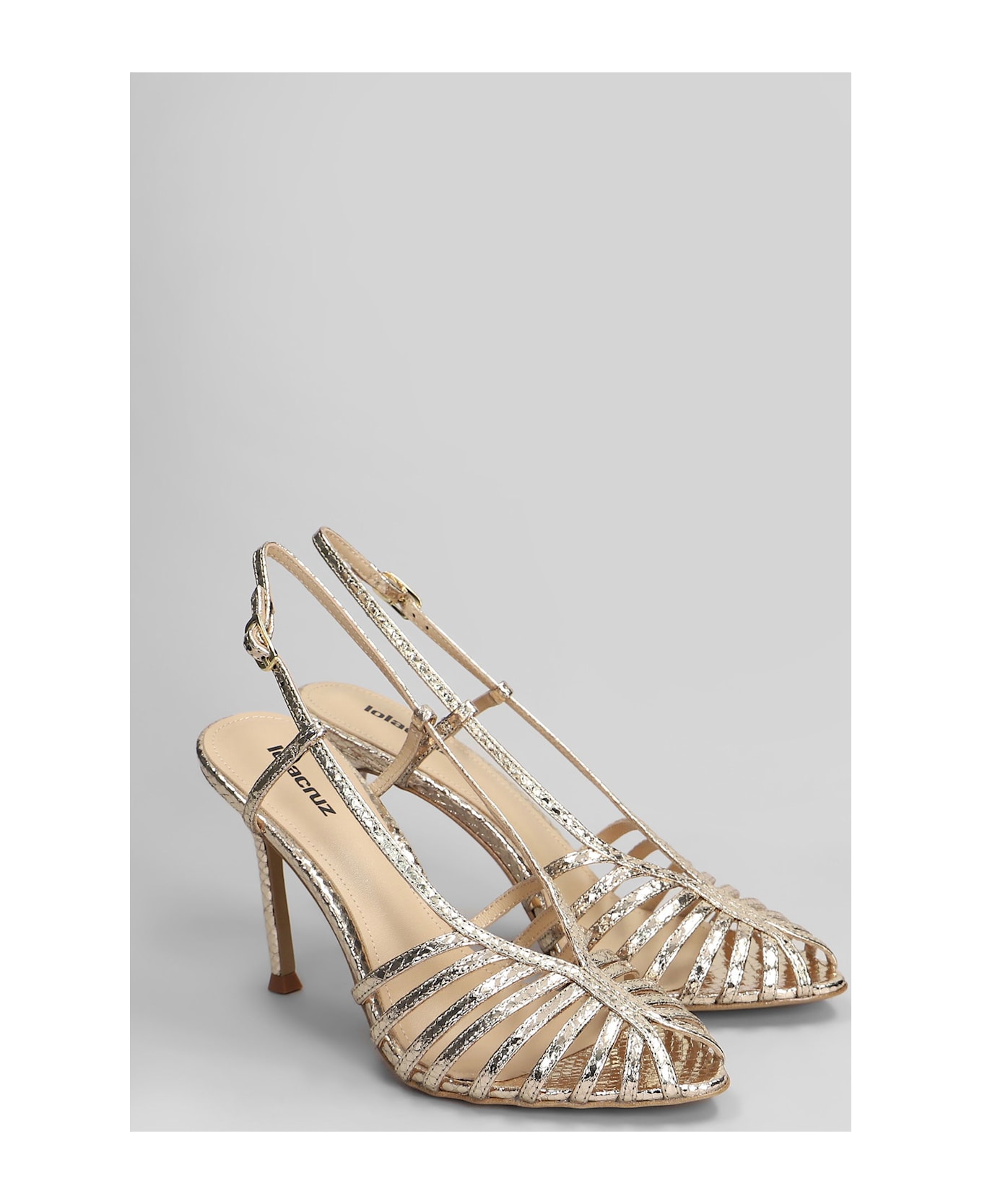 Lola Cruz Diana 95 Sandals In Platinum Leather - platinum