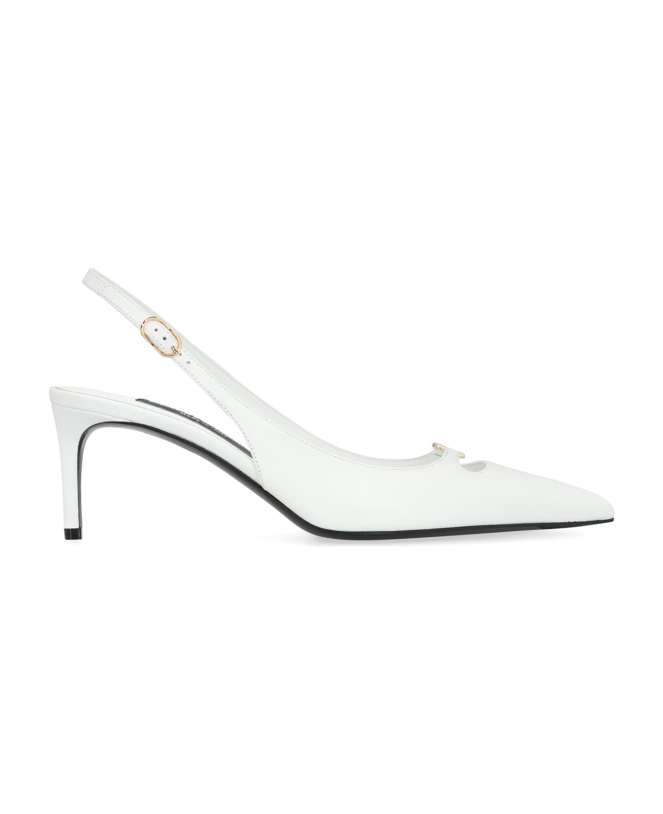 Dolce & Gabbana Lollo Leather Slingback Pumps - White